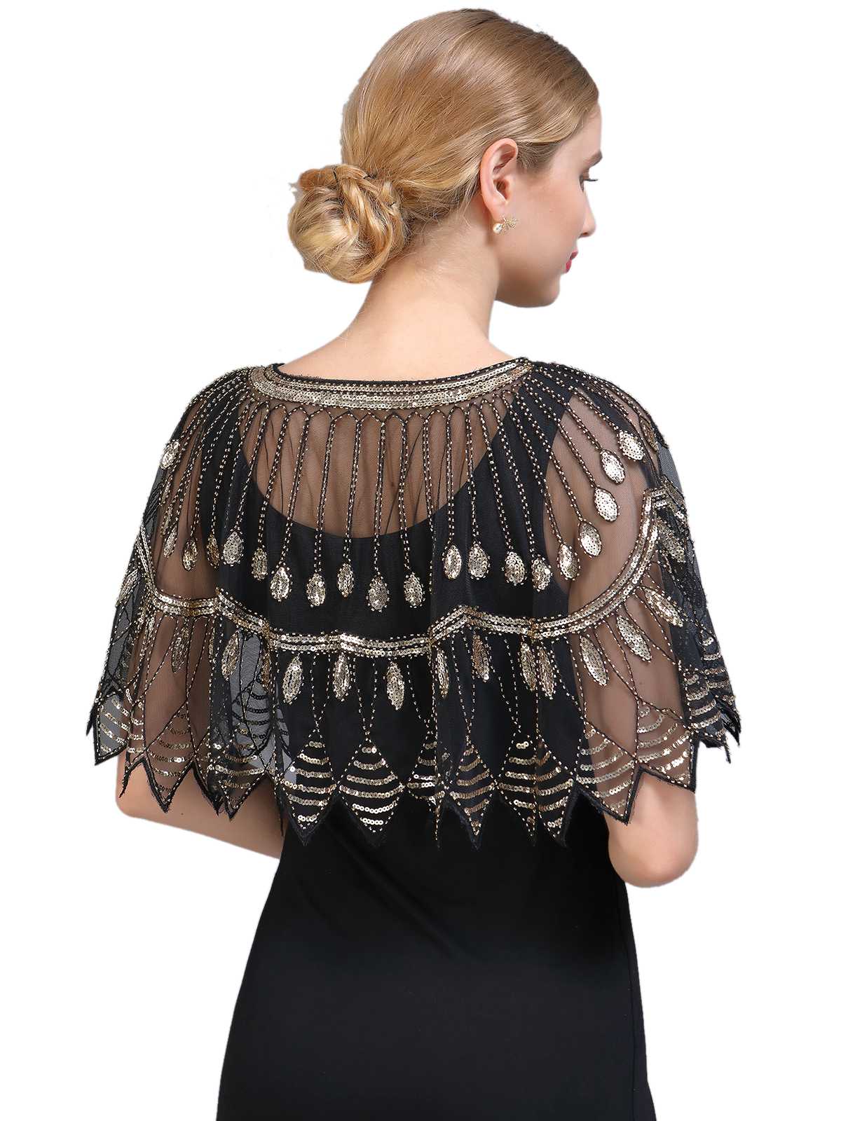 Cape en maille perlée à paillettes vintage des années 1920 - Image 5