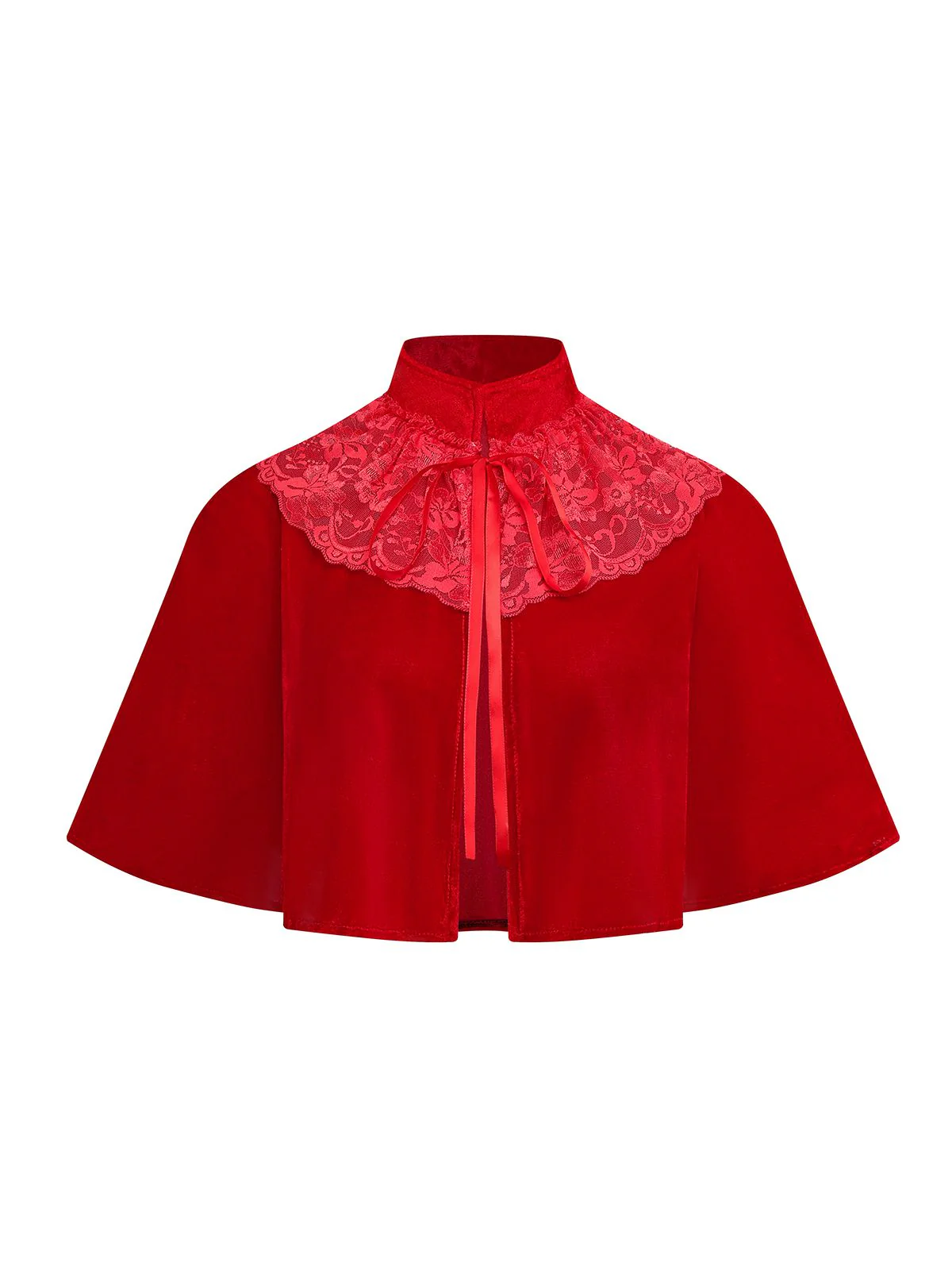 Cape patchwork en velours et dentelle unie des années 1950 - Image 2