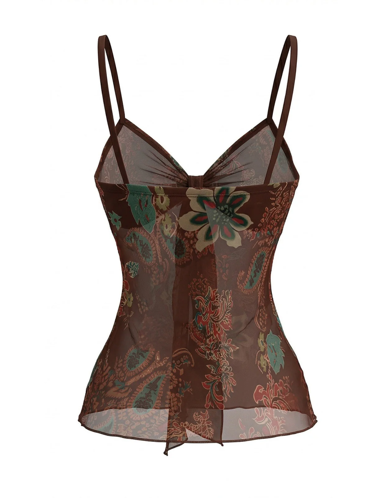 Caraco à fines bretelles motif floral et color block années 1950 - Image 3