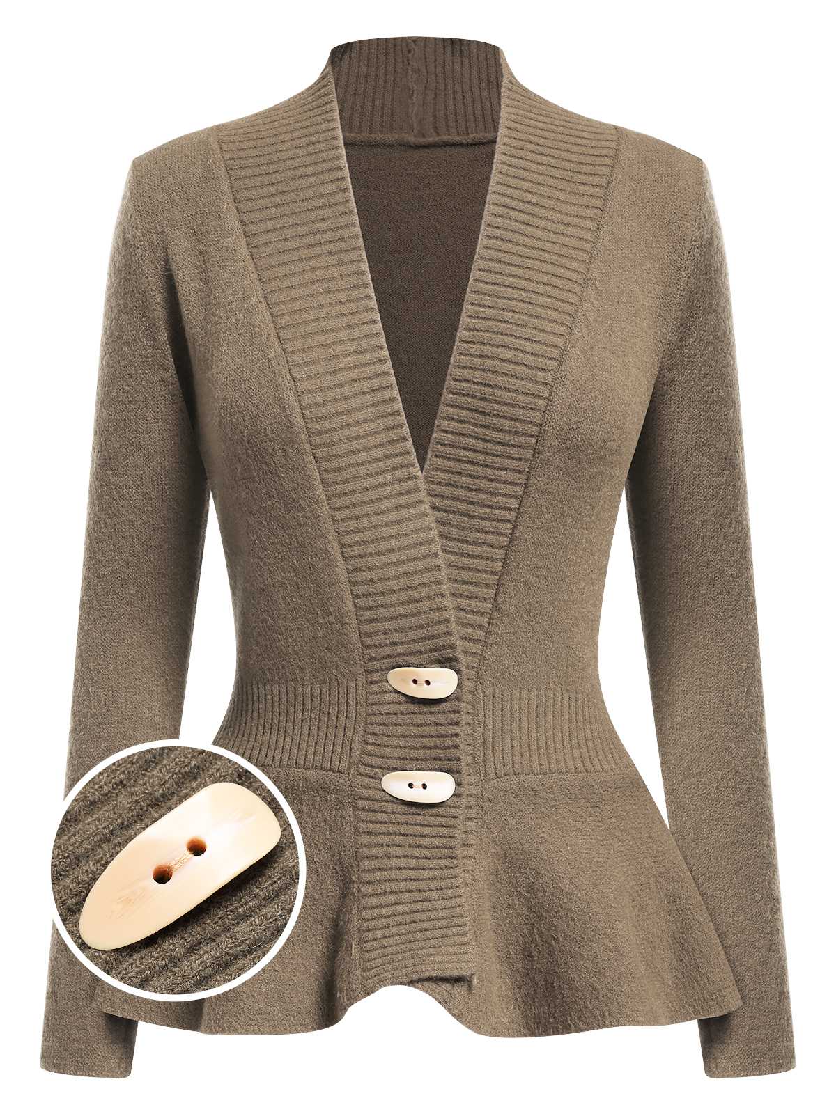 Cardigan tricoté à ourlet volanté et boutonné des années 1930 - Image 8