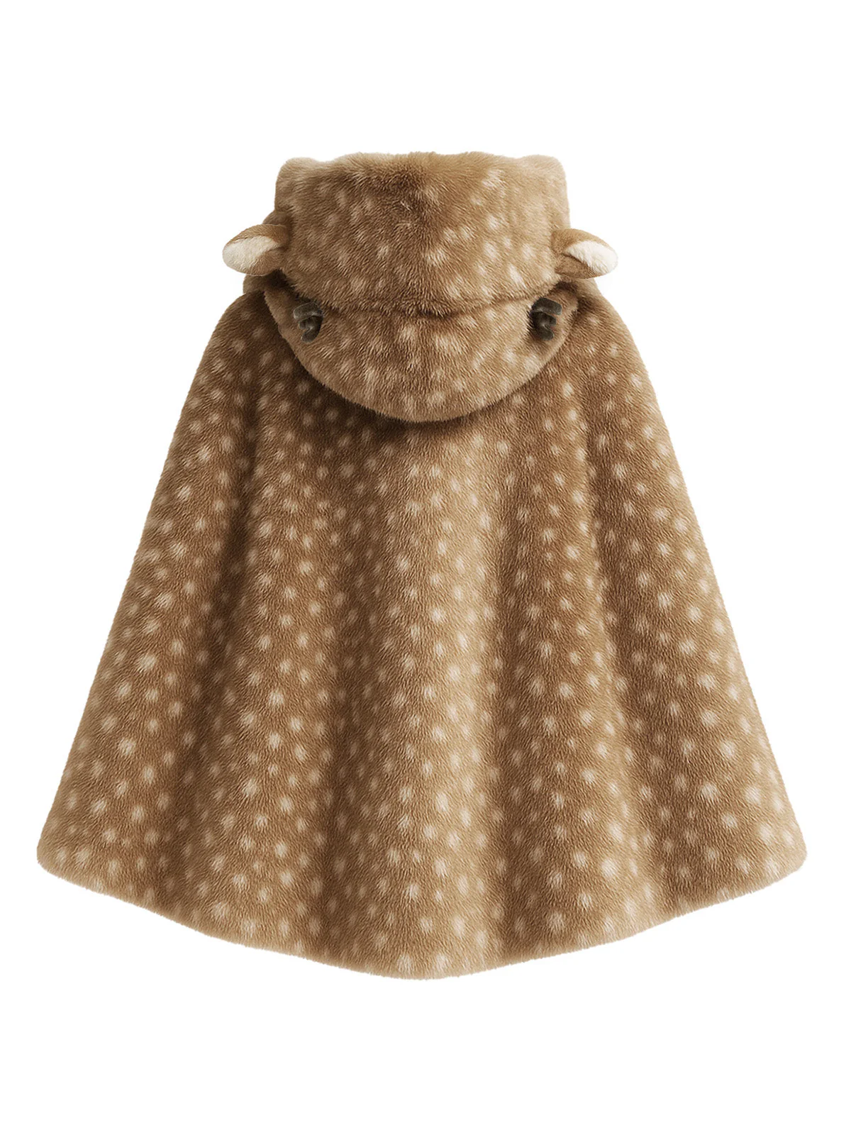 Châle à capuche en fausse fourrure kaki style cerf années 1980 - Image 2