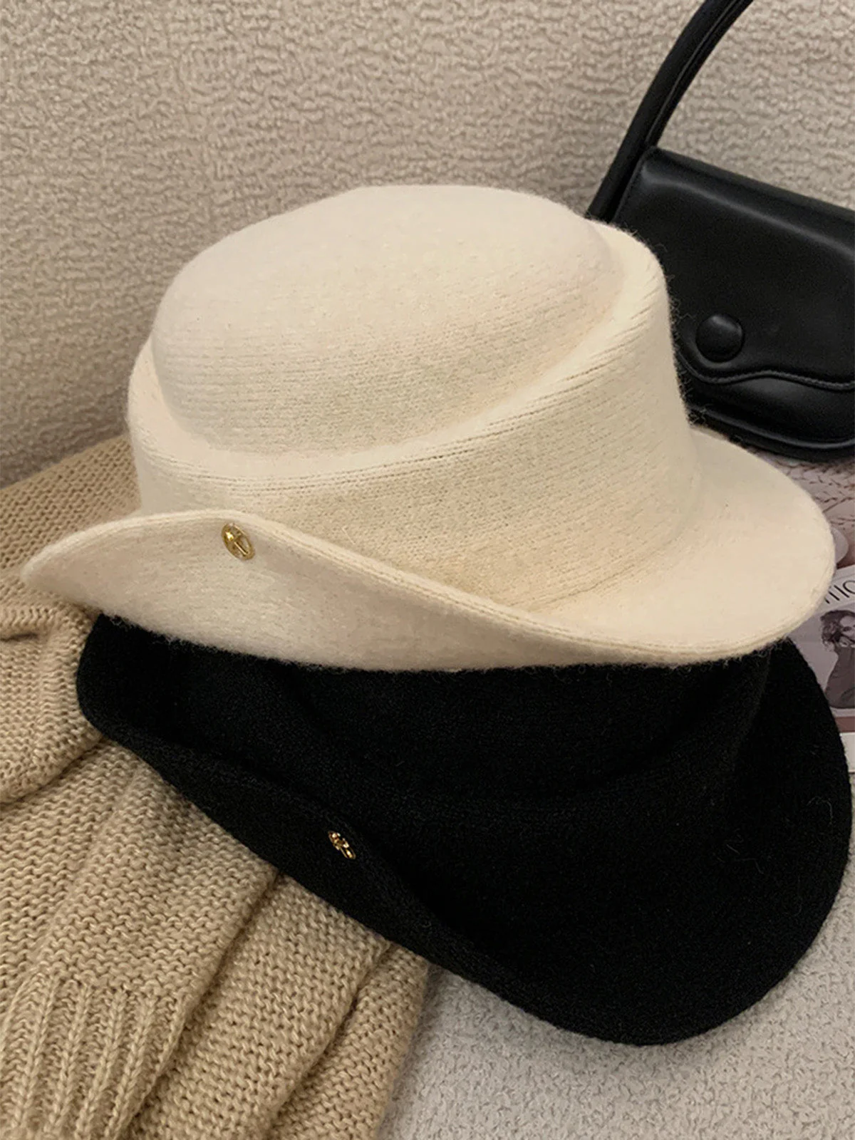 Chapeau à calotte plate en laine style Hepburn vintage - Image 6
