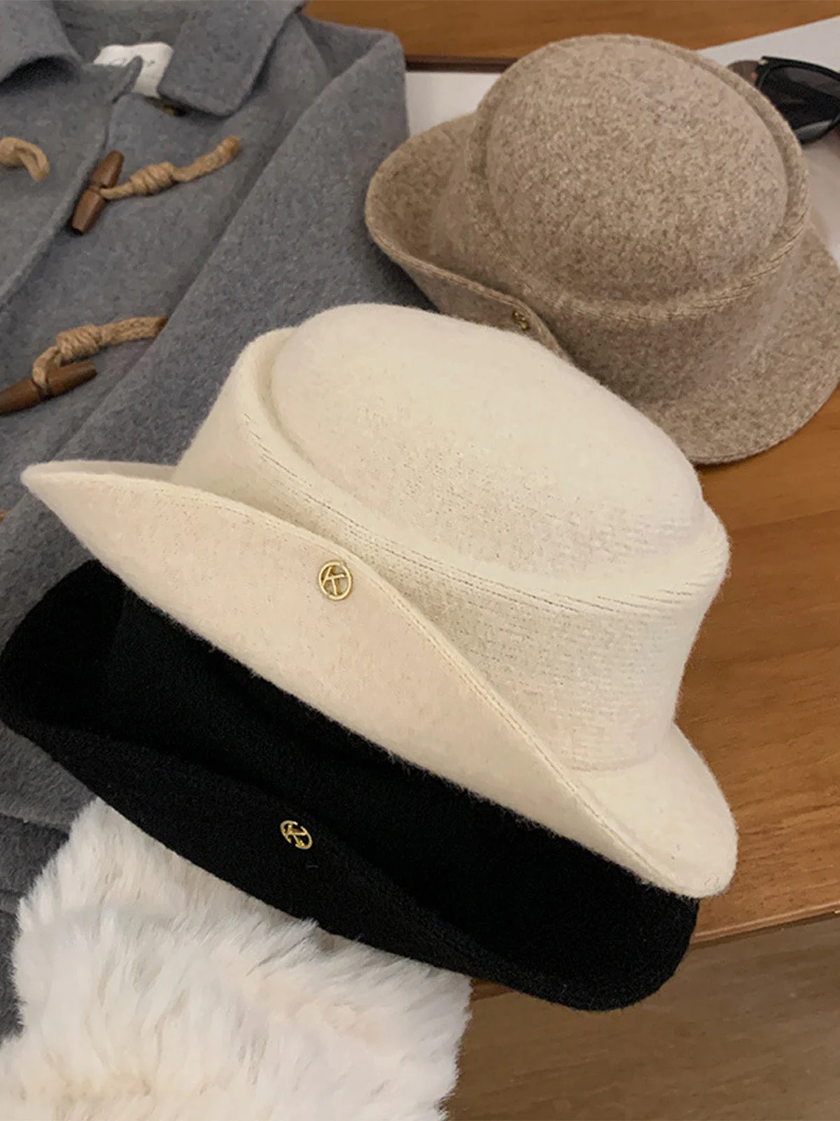 Chapeau à calotte plate en laine style Hepburn vintage - Image 7