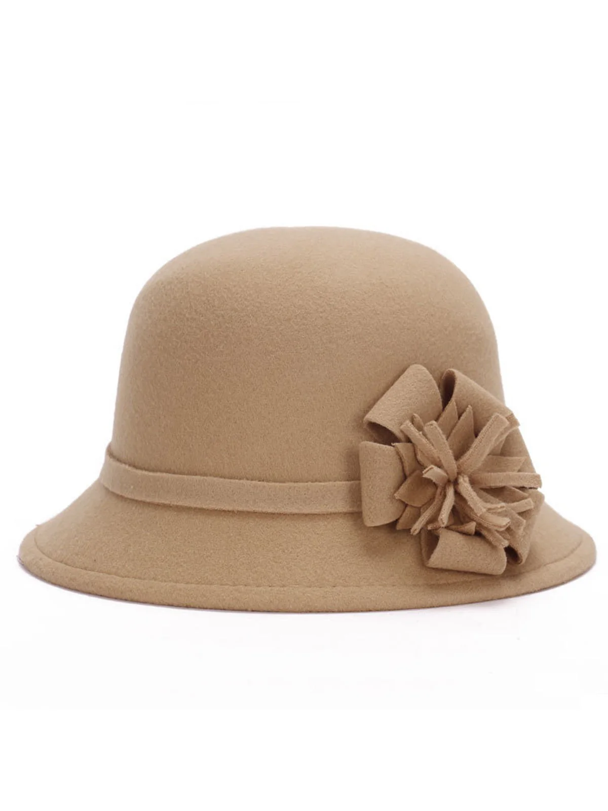 Chapeau cloche en imitation laine unie avec nœud - Image 3
