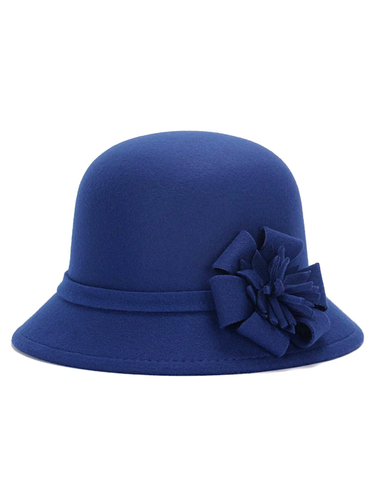 Chapeau cloche en imitation laine unie avec nœud - Image 4