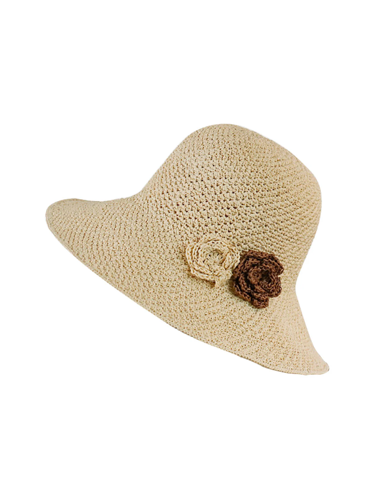 Chapeau de Paille Fleurs Tressées Rétro - Image 2