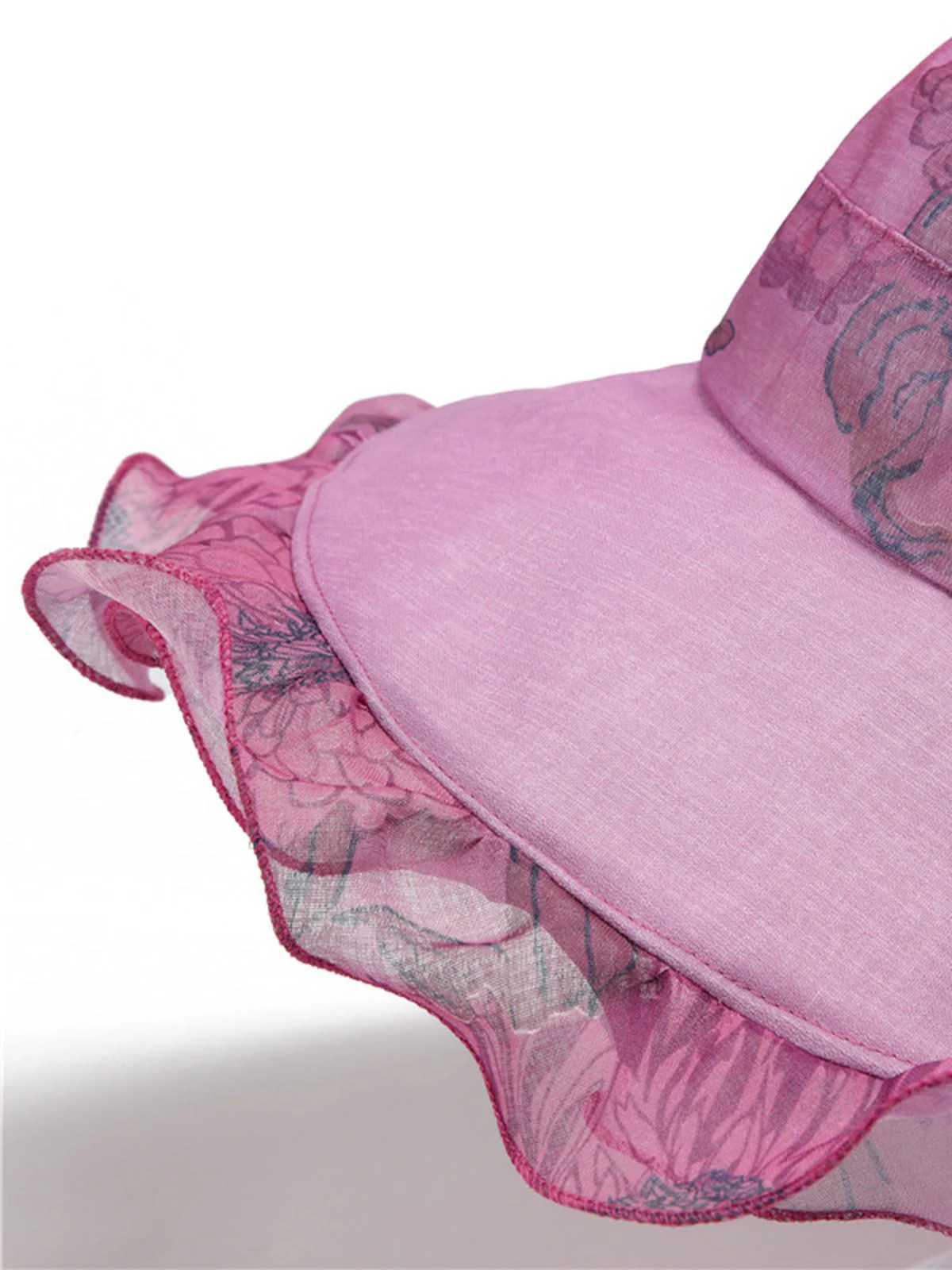 Chapeau de soleil en mousseline de soie florale à nœud vintage - Image 3