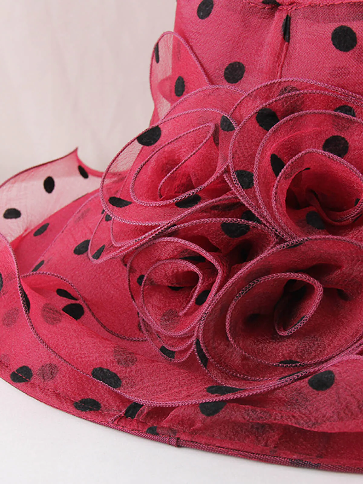 Chapeau de Soleil Vintage en Organza à Pois - Image 8