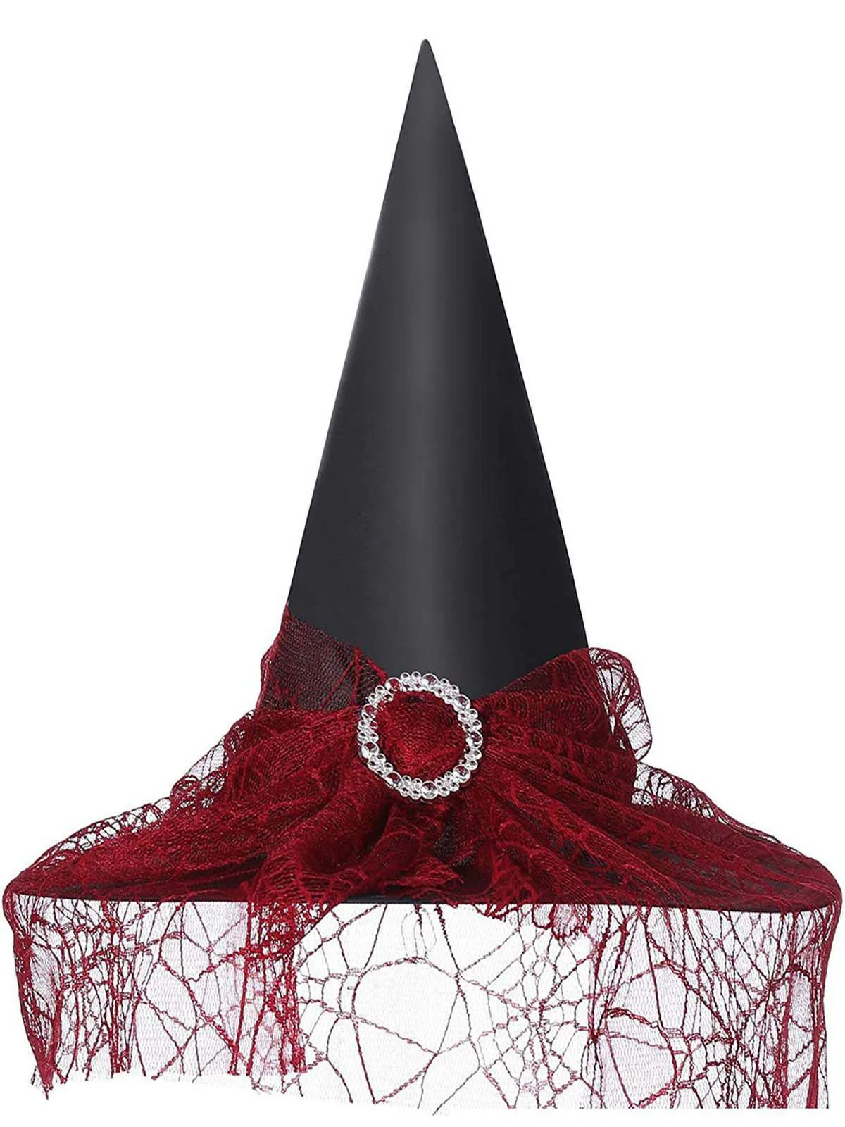 Chapeau de sorcière pointu en maille patchwork pour Halloween
