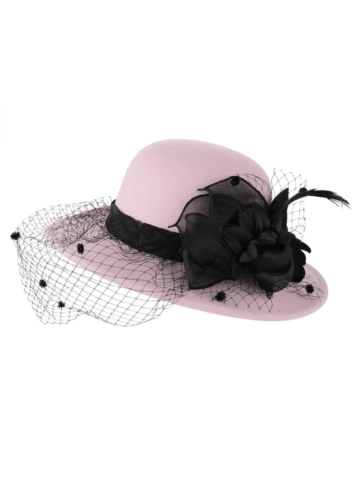 Chapeau haut de forme rond en filet à fleurs rétro - Image 13