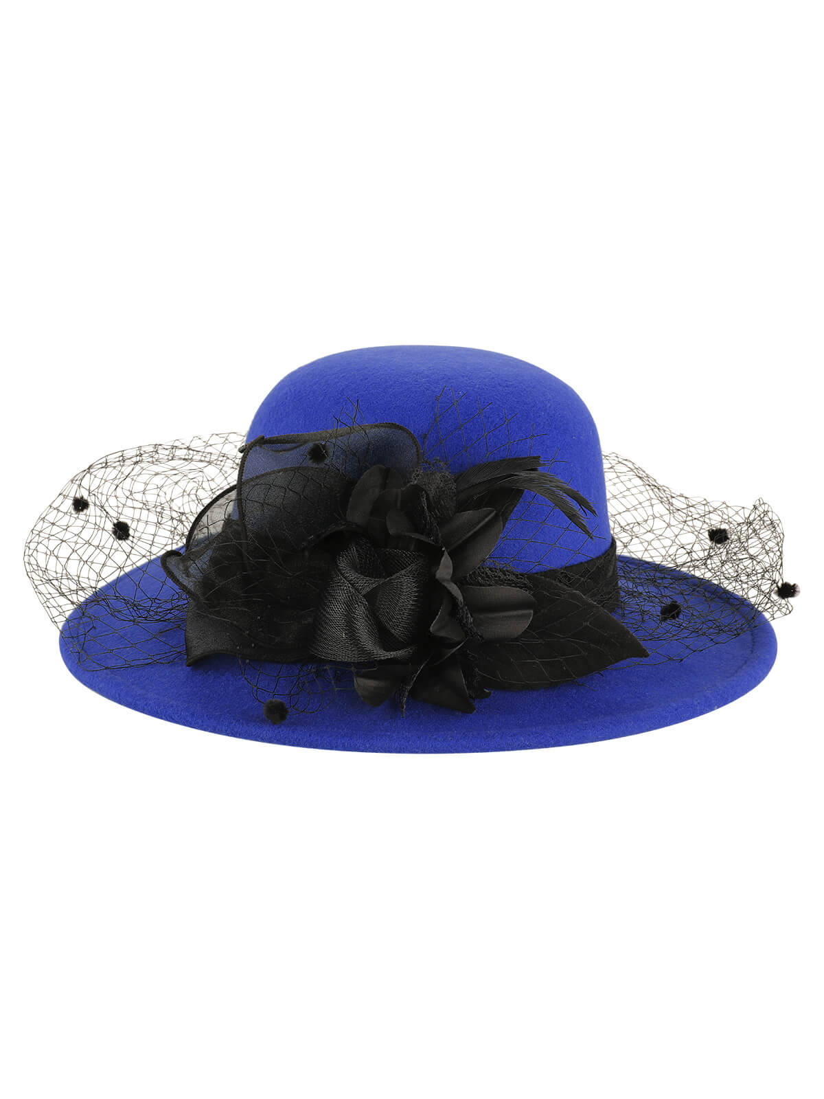 Chapeau haut de forme rond en filet à fleurs rétro - Image 16