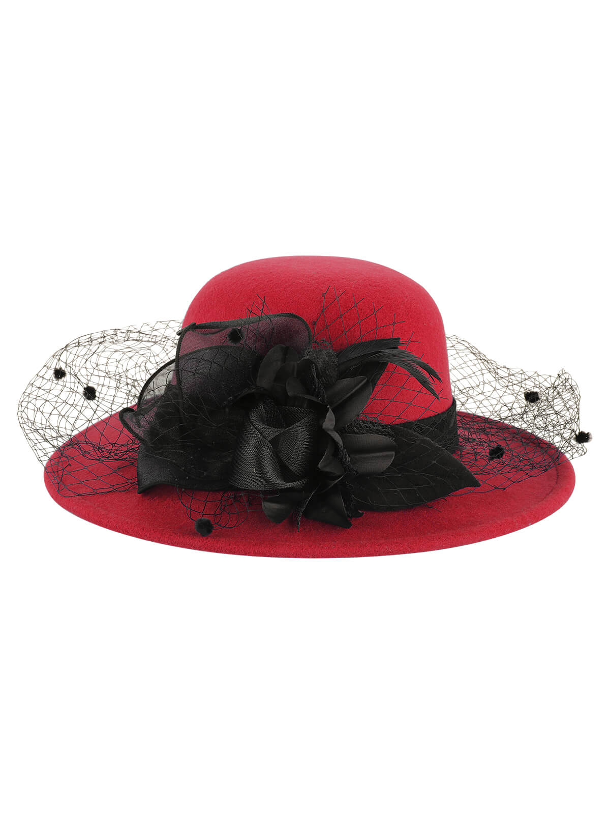 Chapeau haut de forme rond en filet à fleurs rétro - Image 6
