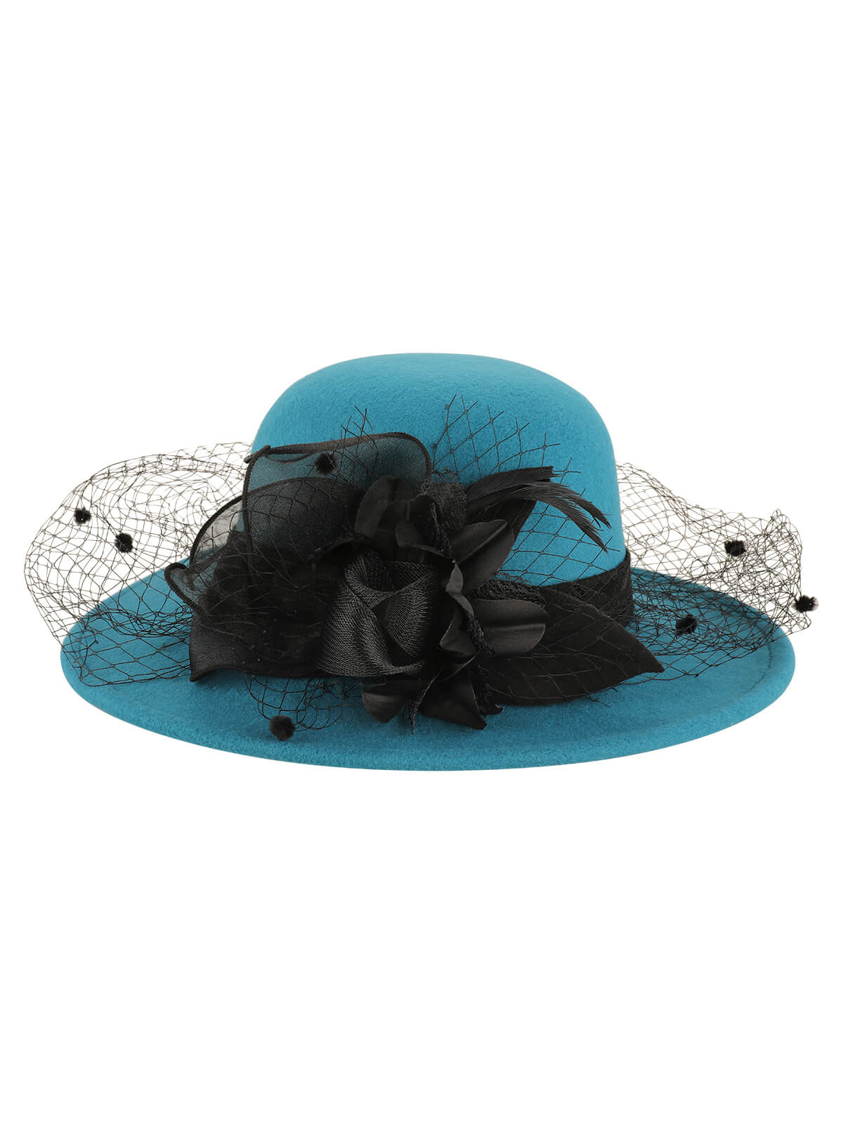 Chapeau haut de forme rond en filet à fleurs rétro - Image 8