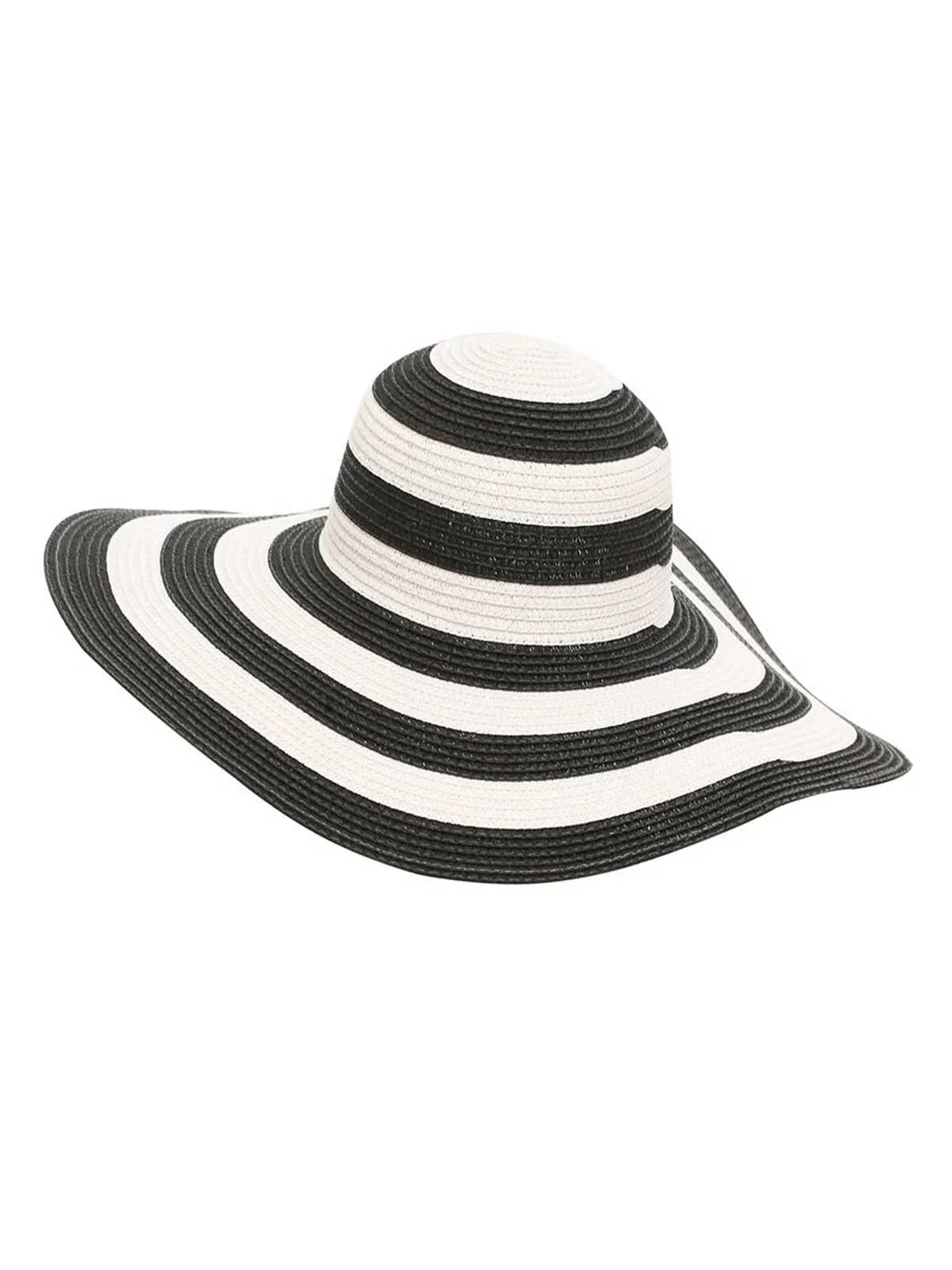 Chapeaux de soleil à large bord et rayures contrastées - Image 2