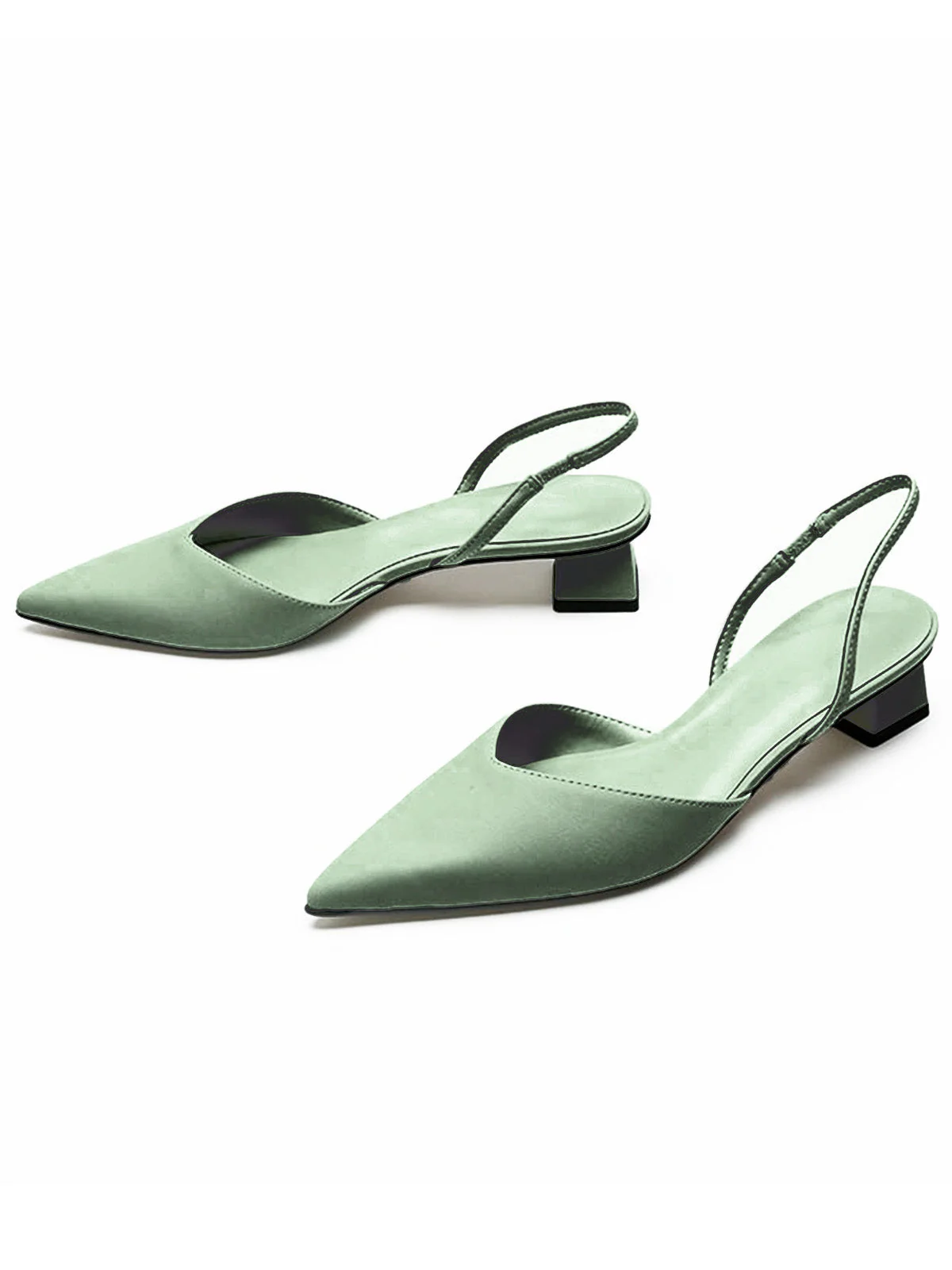 Chaussures à talon bloc bas bout pointu et bride arrière - Image 2