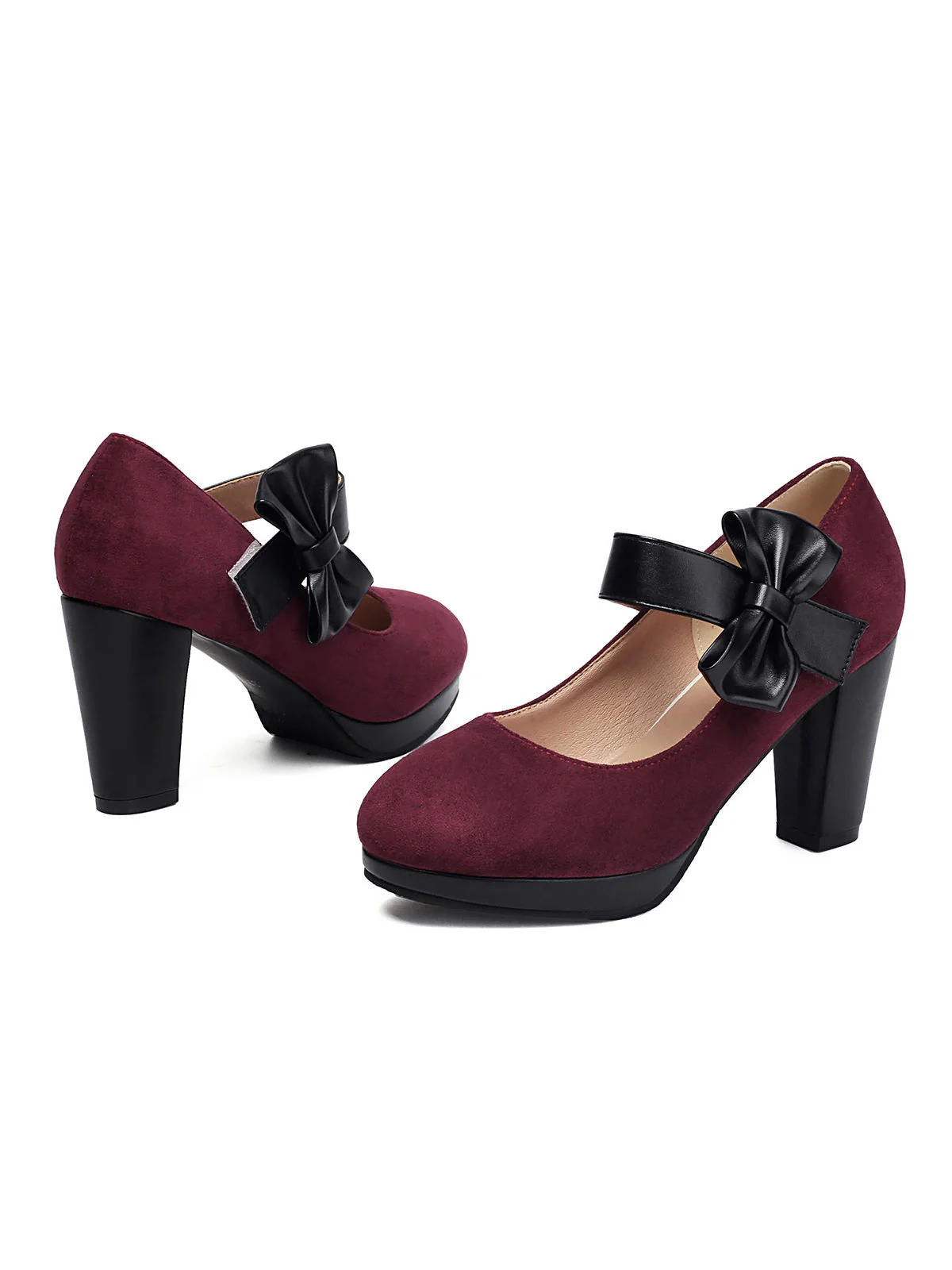 Chaussures à talons épais avec nœud Mary Jane vintage - Image 3
