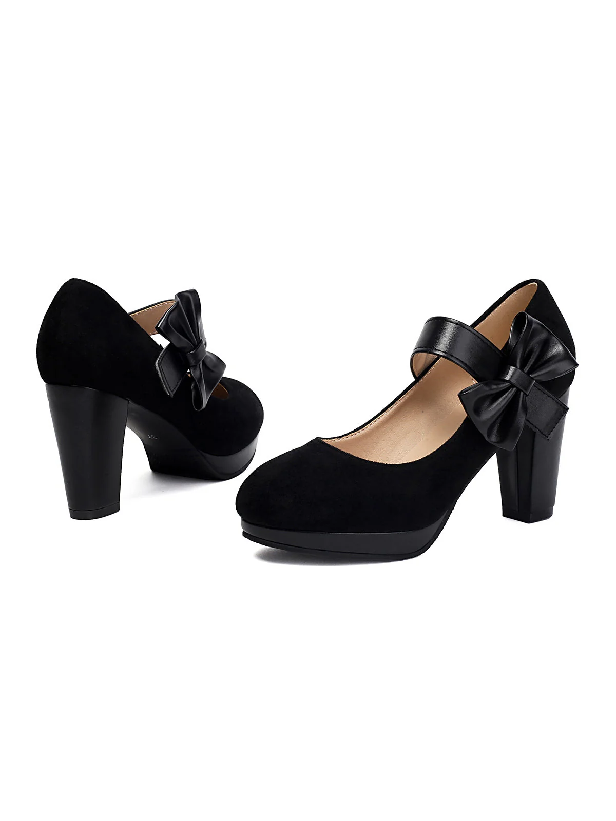 Chaussures à talons épais avec nœud Mary Jane vintage - Image 4