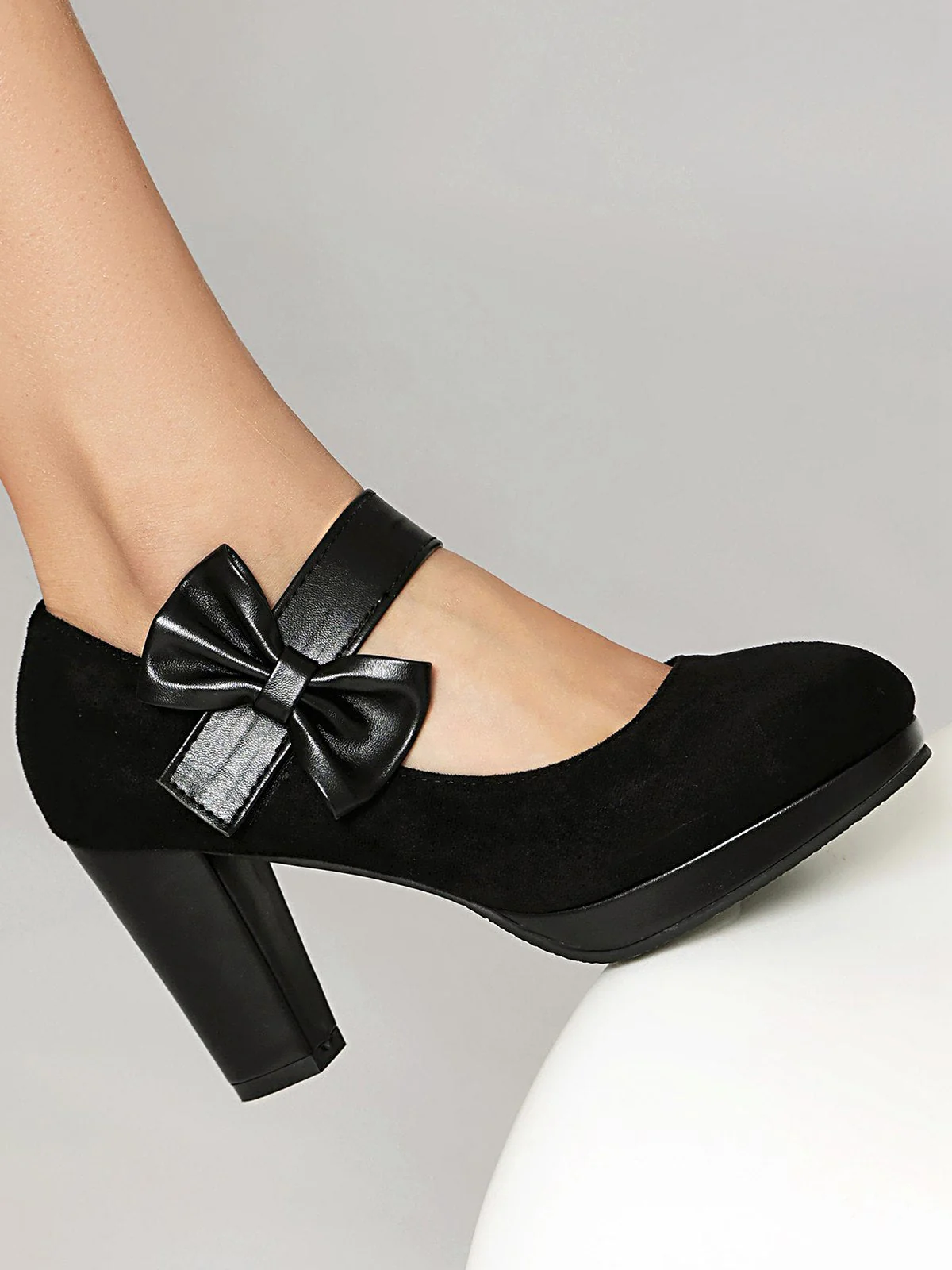 Chaussures à talons épais avec nœud Mary Jane vintage - Image 8