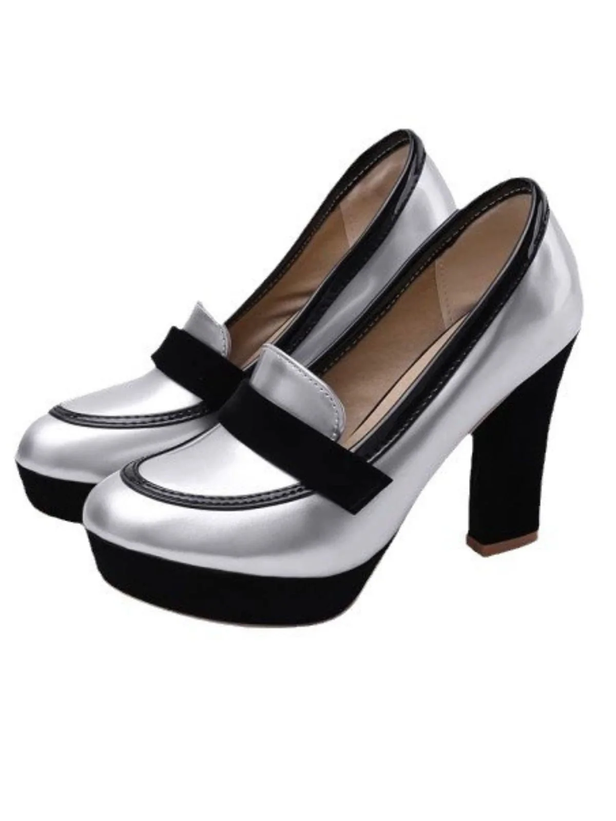 Chaussures à talons hauts à bout rond et colorblock - Image 17