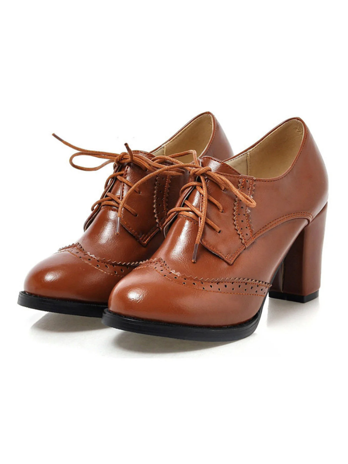 Chaussures à talons hauts à lacets en cuir vintage - Image 3