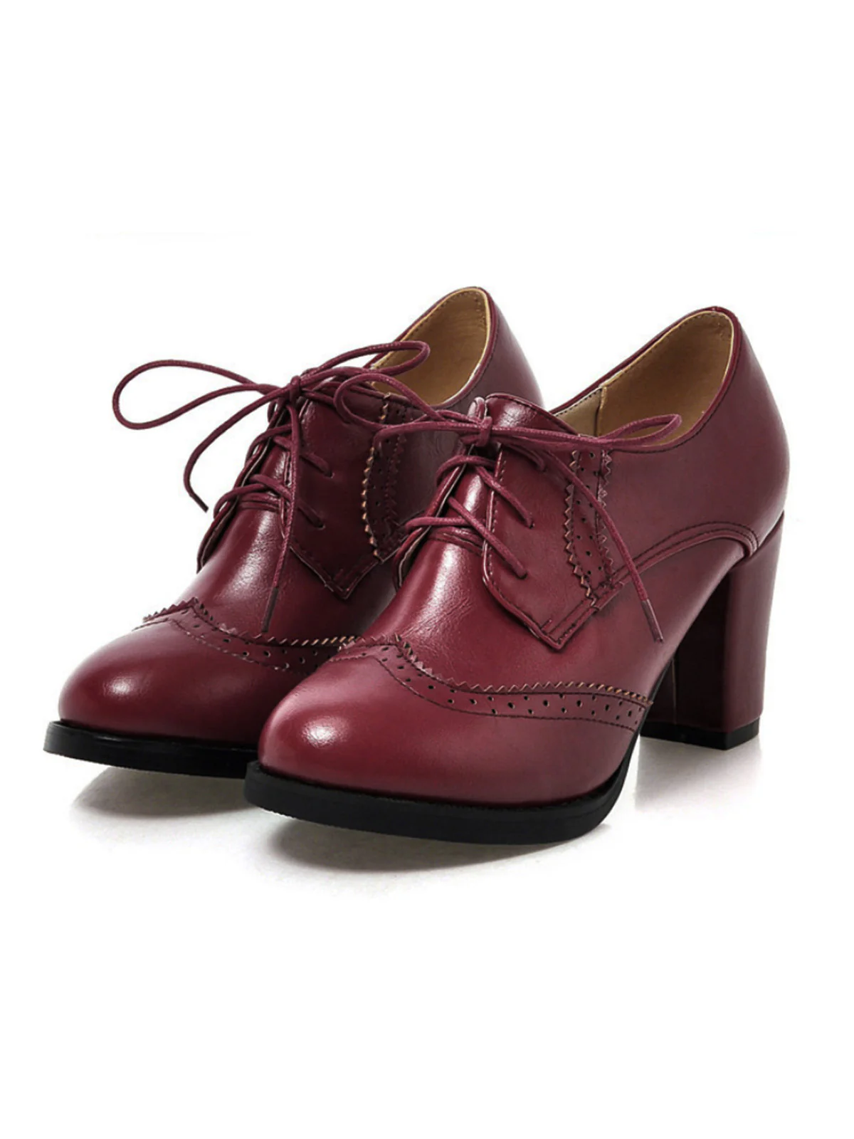 Chaussures à talons hauts à lacets en cuir vintage - Image 4
