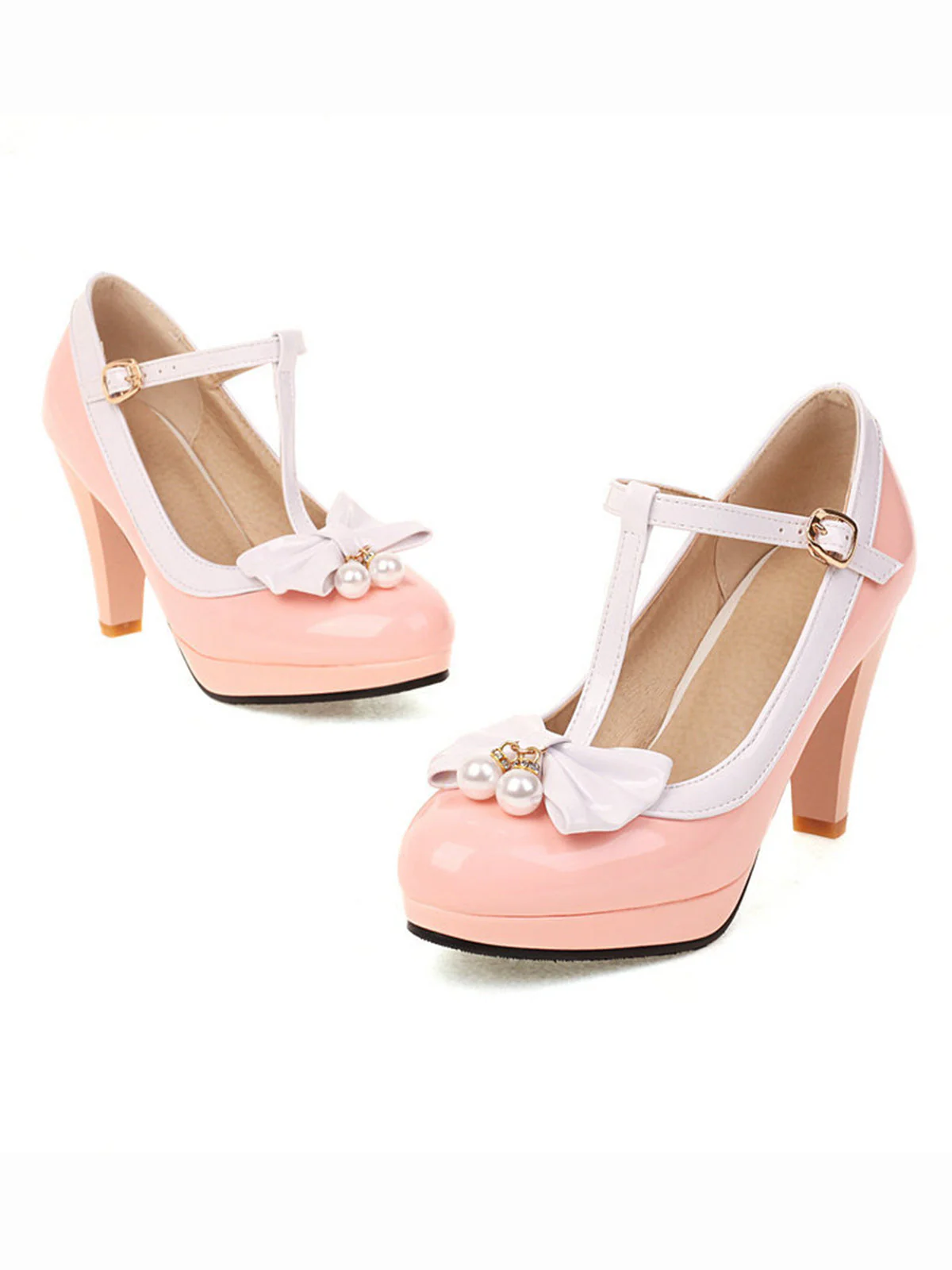 Chaussures à talons hauts avec nœud en T rétro - Image 4