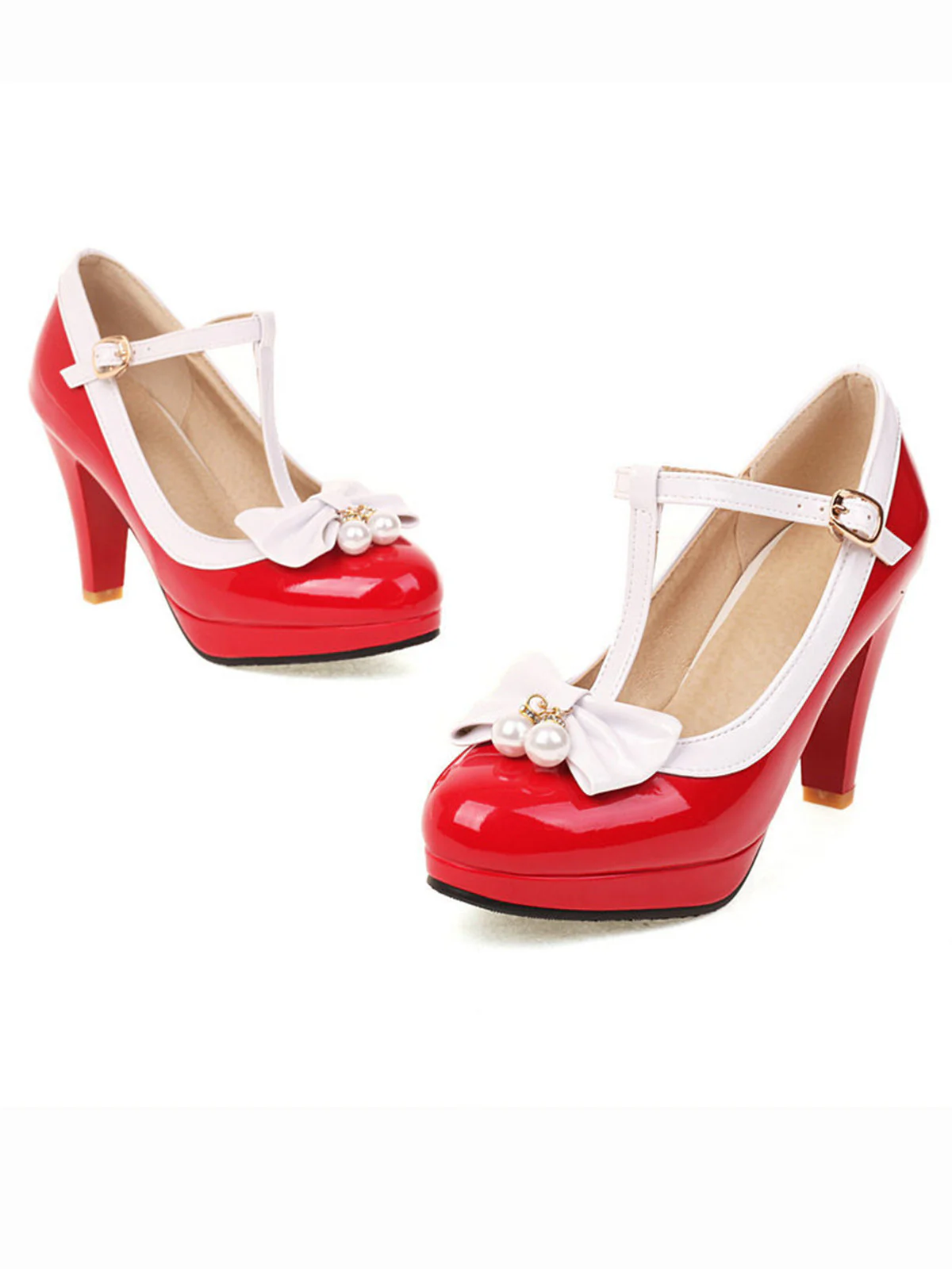 Chaussures à talons hauts avec nœud en T rétro - Image 5