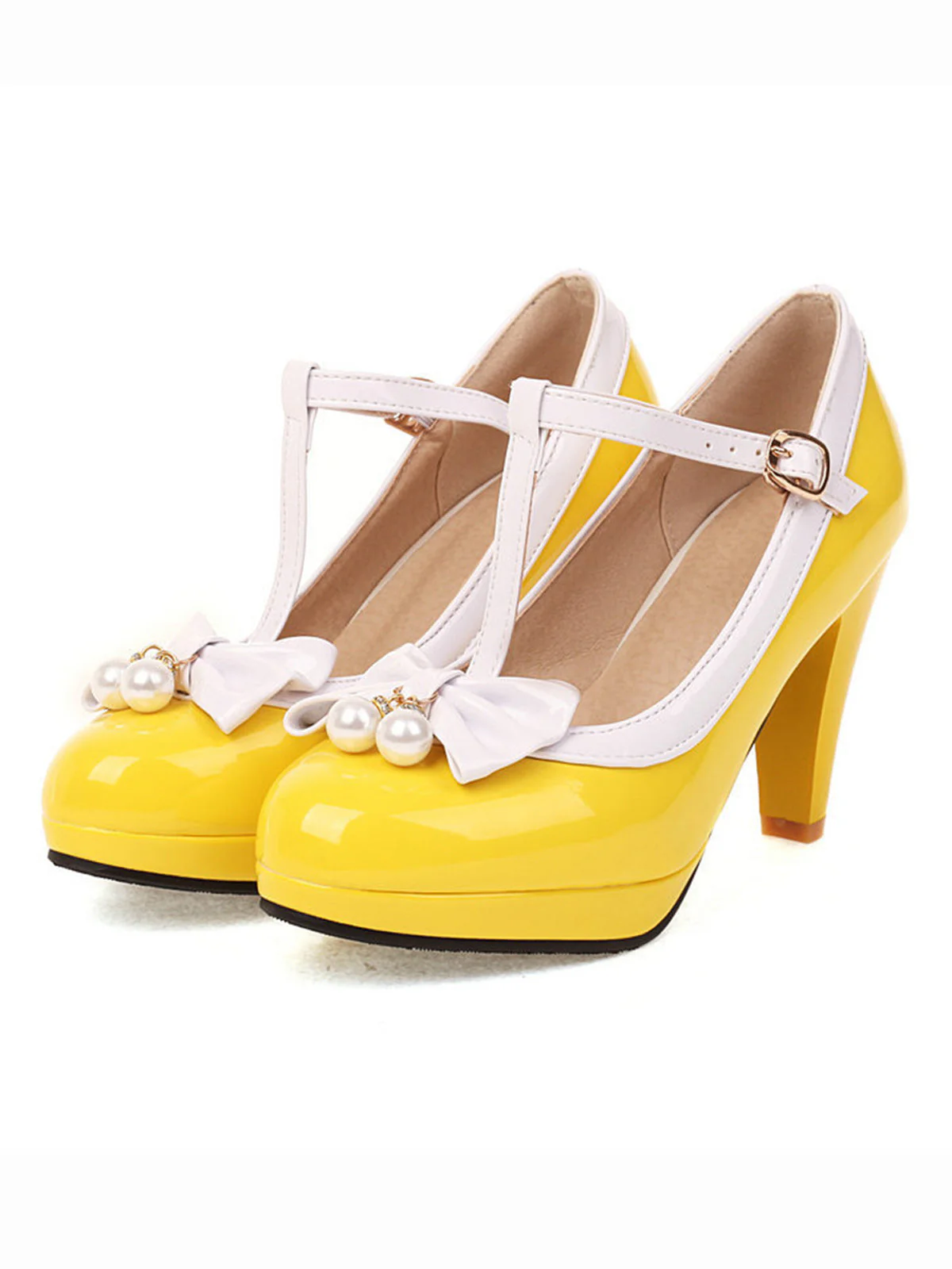 Chaussures à talons hauts avec nœud en T rétro - Image 6
