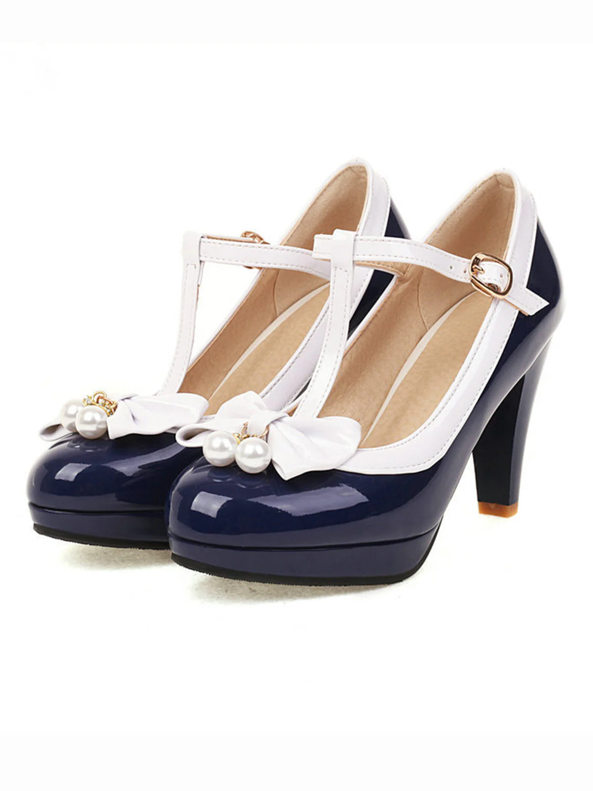 Chaussures à talons hauts avec nœud en T rétro - Image 8