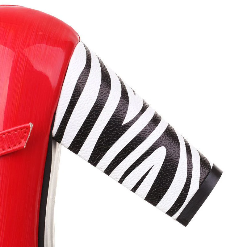Chaussures à talons hauts épaisses à bride croisée Zebra - Image 5