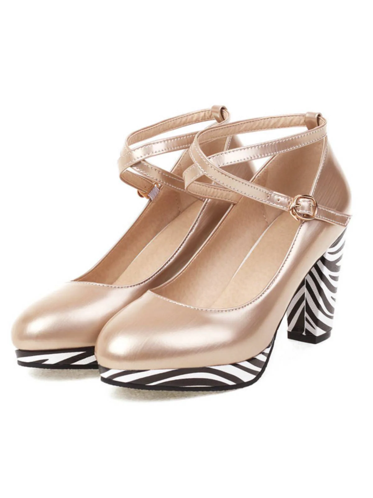 Chaussures à talons hauts épaisses à bride croisée Zebra - Image 9