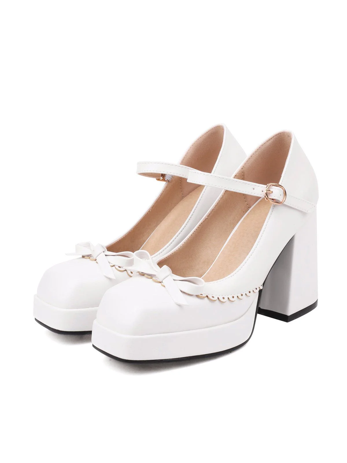 Chaussures à talons hauts et bout carré assortis avec nœud papillon - Image 11