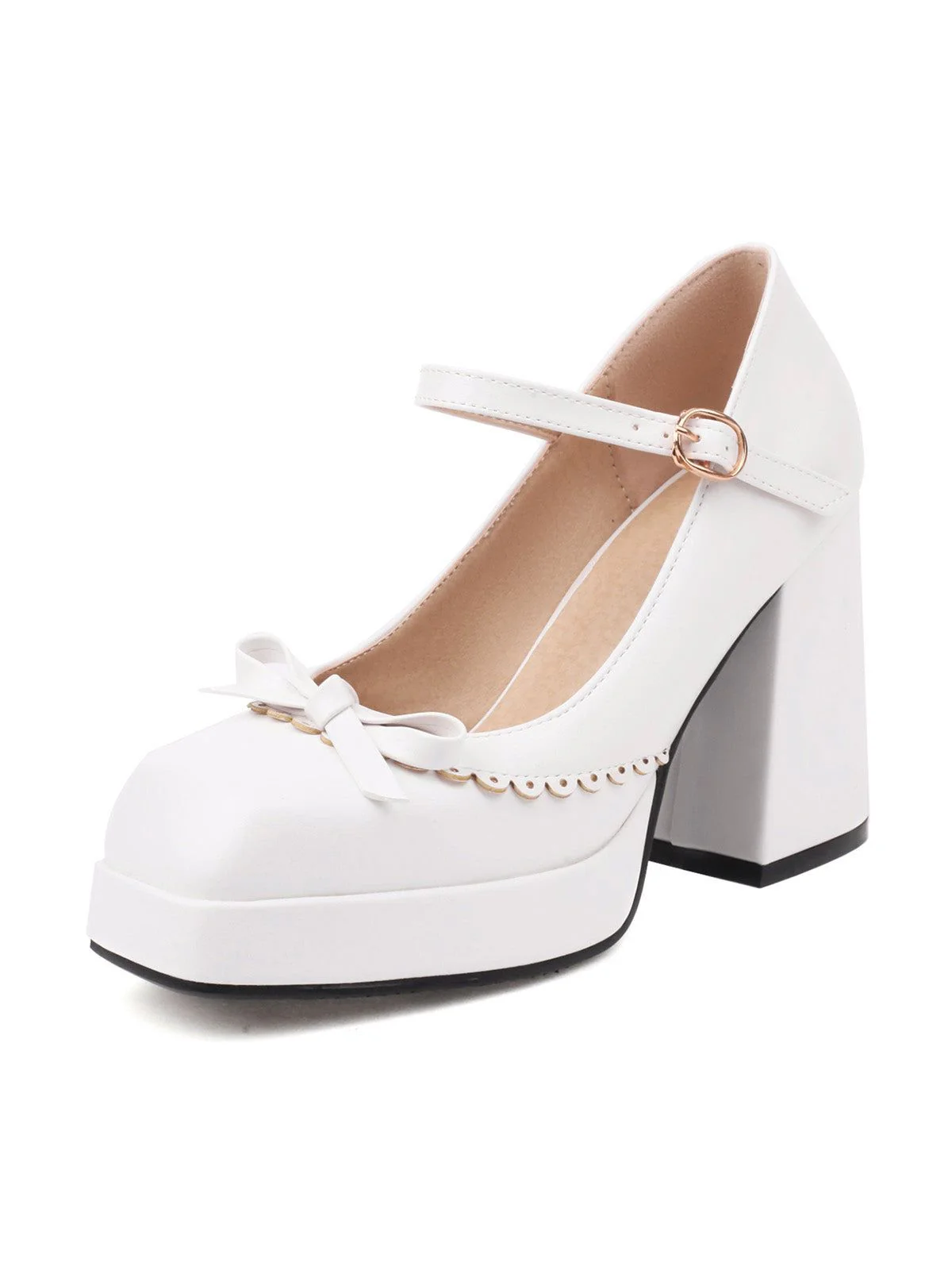 Chaussures à talons hauts et bout carré assortis avec nœud papillon - Image 12