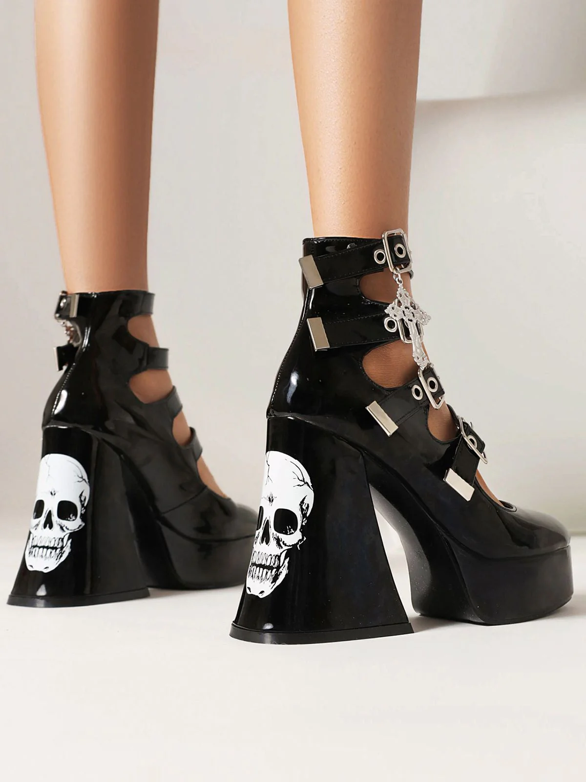Chaussures à talons hauts gothiques steampunk vintage - Image 11
