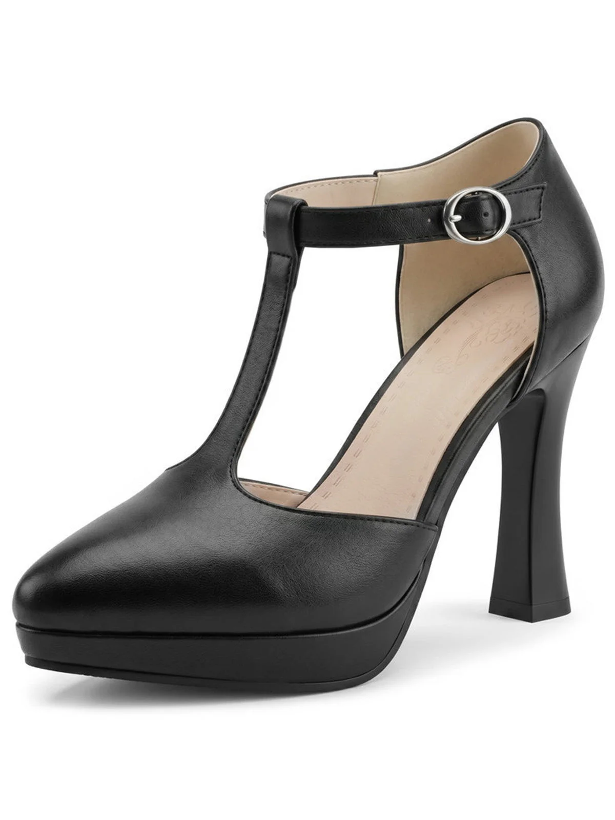 Chaussures à talons hauts noires avec bride en T - Image 4