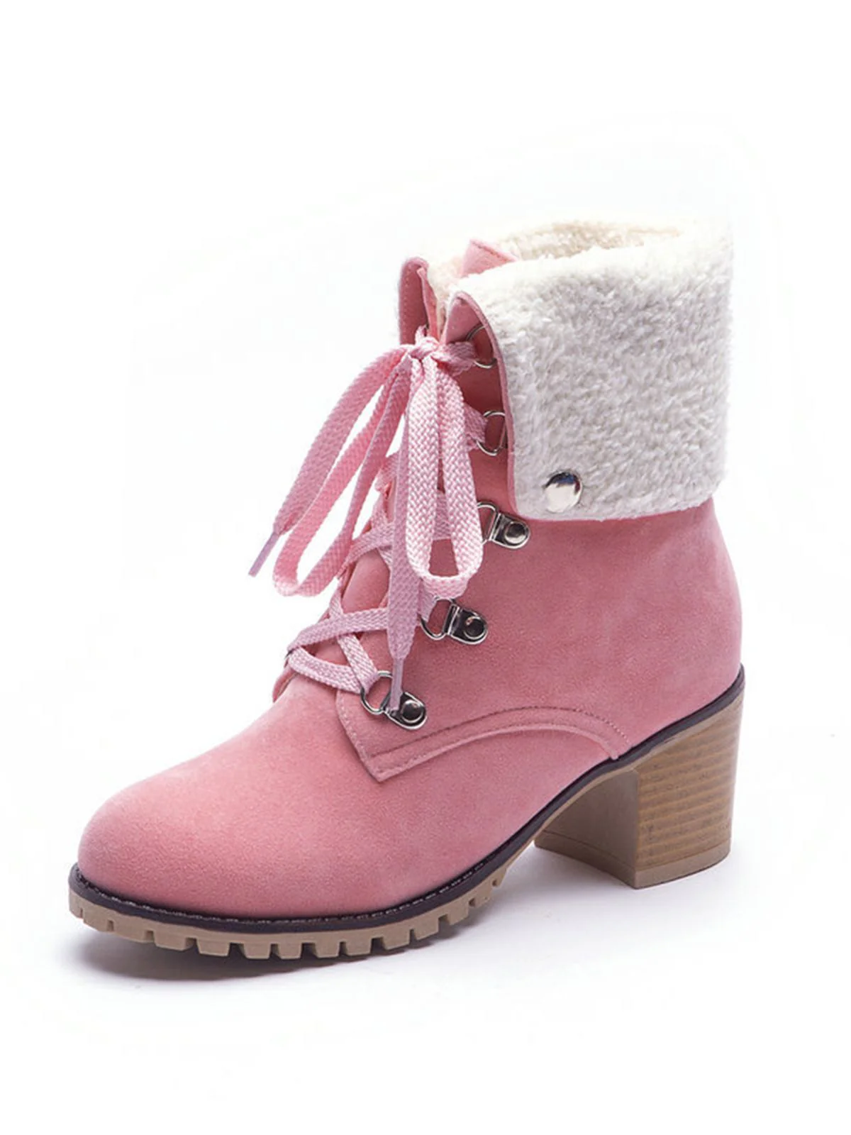 Chaussures à Talons Hauts Style Britannique Bottes Martin Courtes Givrées à Lacets - Image 6