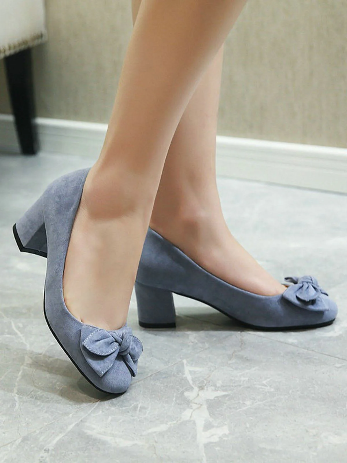 Chaussures Compensées à Nœud Papillon de Couleur Unie - Image 7