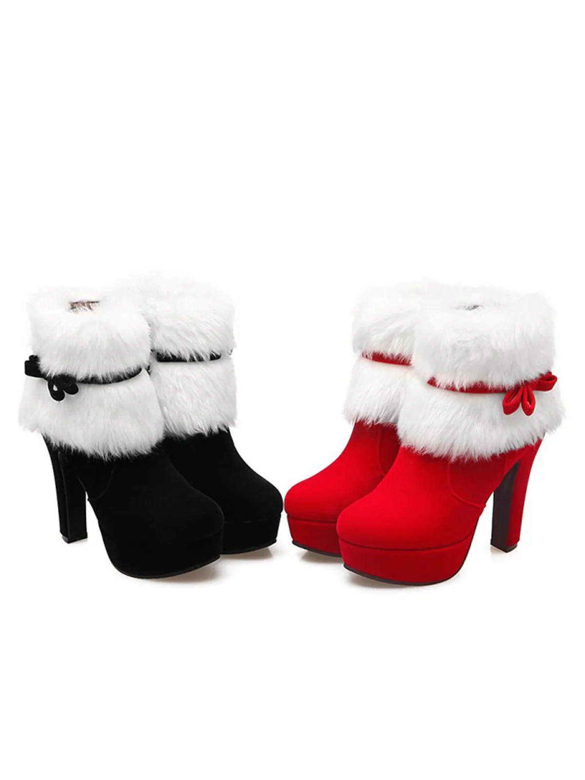 Chaussures de Noël Noir À Talons Hauts et Épais Vintage et Chic - Image 17