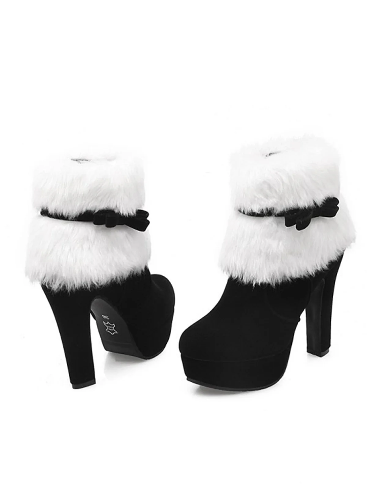 Chaussures de Noël Noir À Talons Hauts et Épais Vintage et Chic - Image 4