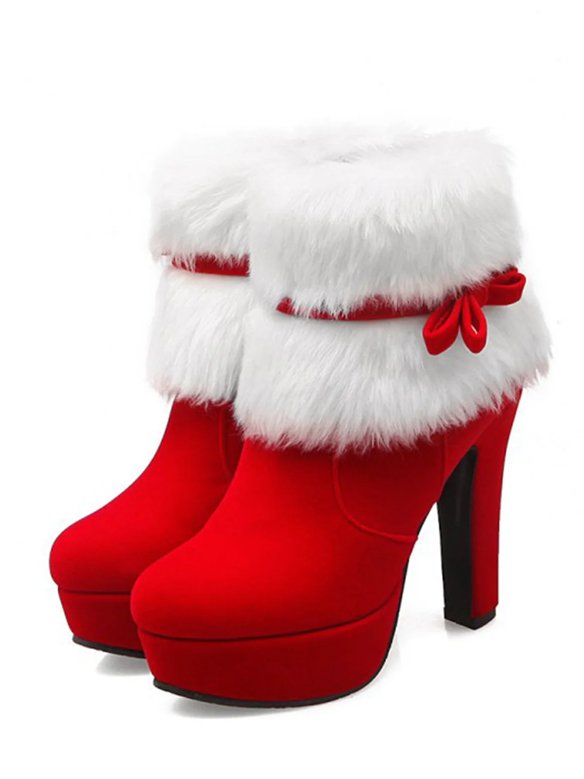Chaussures de Noël Noir À Talons Hauts et Épais Vintage et Chic - Image 5