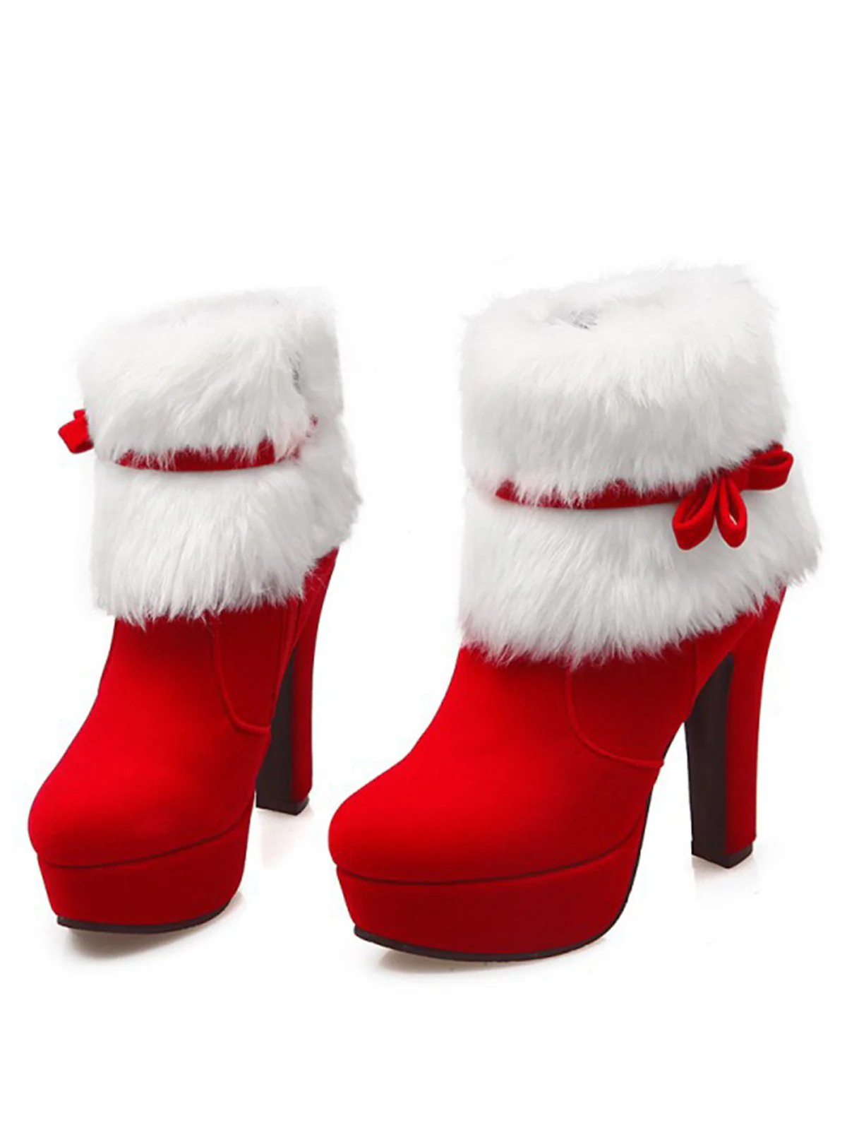 Chaussures de Noël Noir À Talons Hauts et Épais Vintage et Chic - Image 7