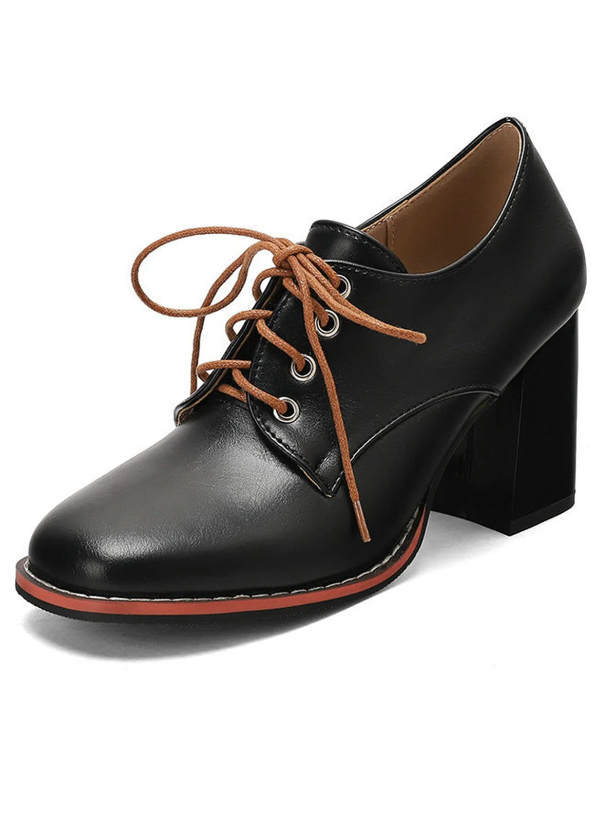 Chaussures En Cuir Vintage À Lacets Talon Épais