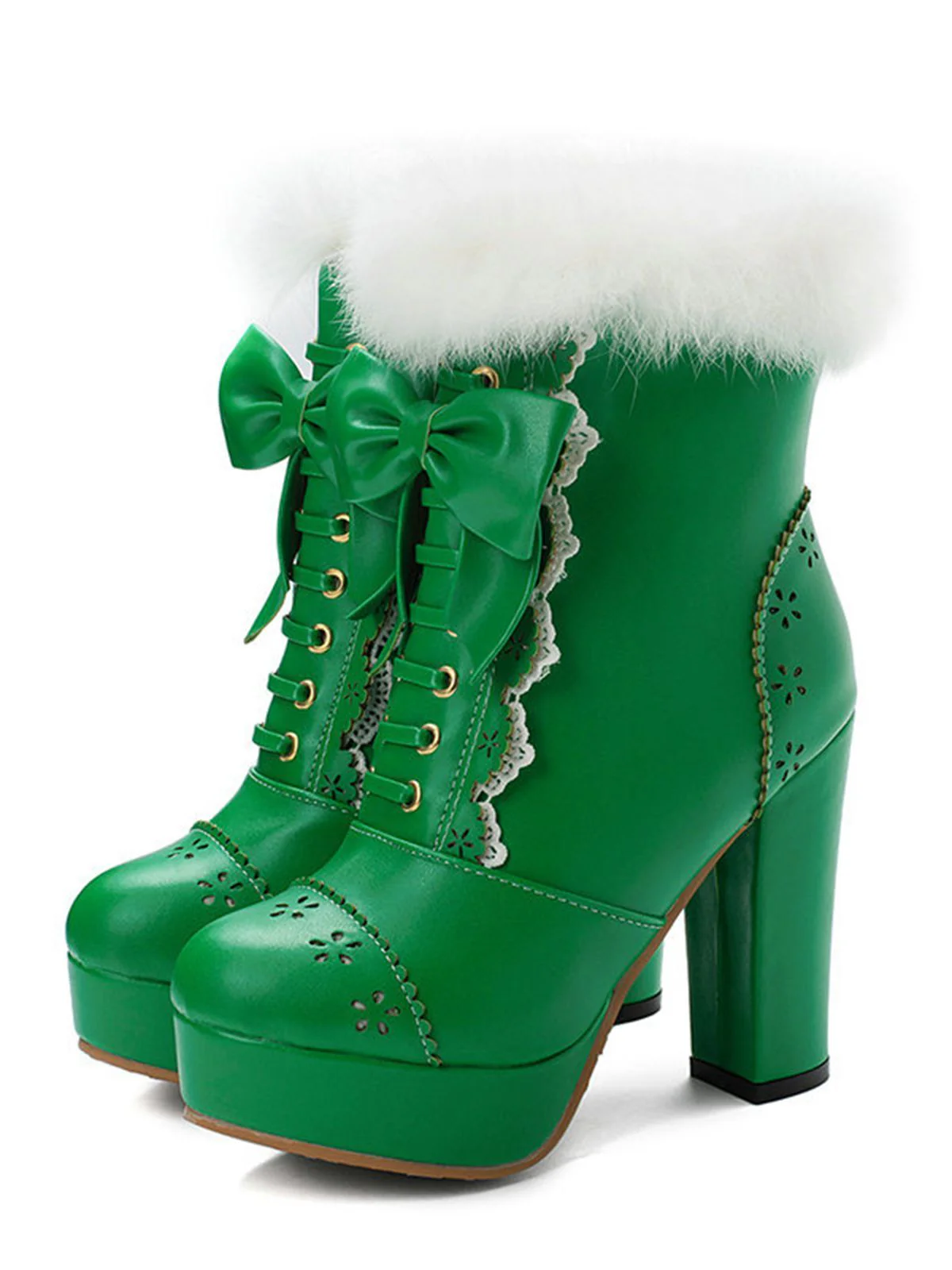 Chaussures Lolita Vintage Bottes de Neige Mi-tube Bowknot à Talon Épais - Image 3