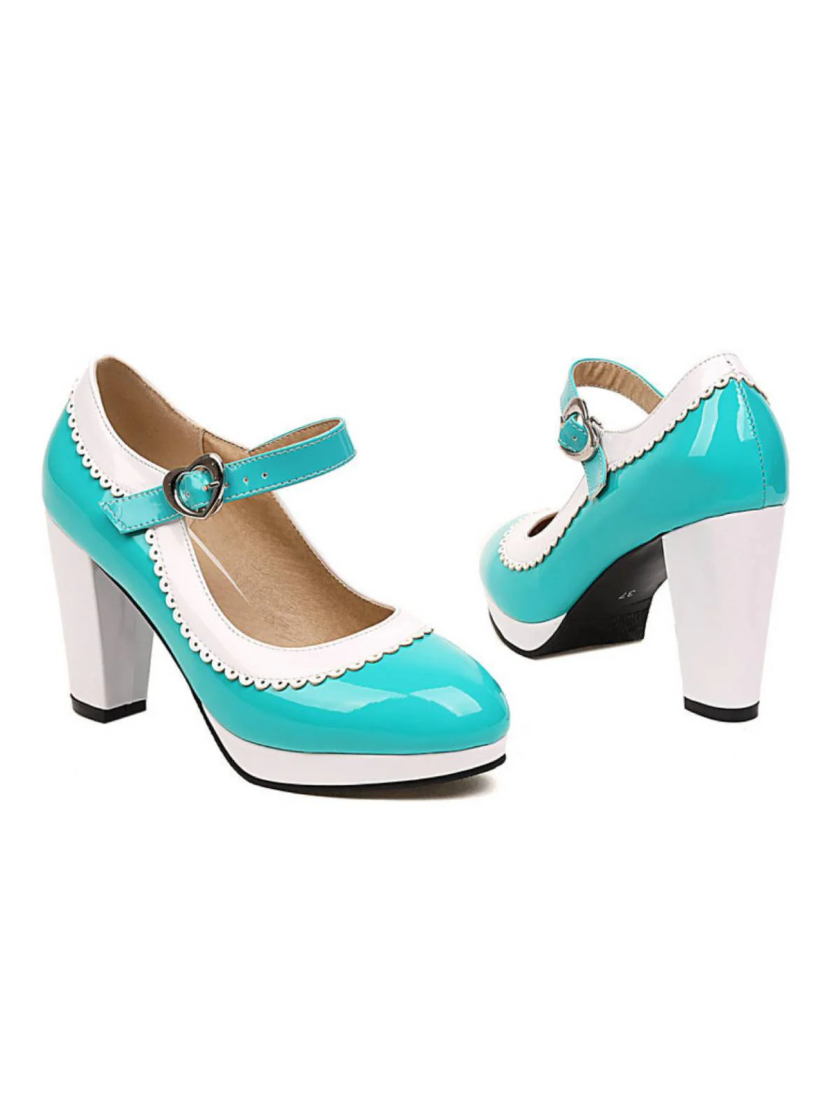 Chaussures Mary Jane à talons épais et coutures en dentelle - Image 10