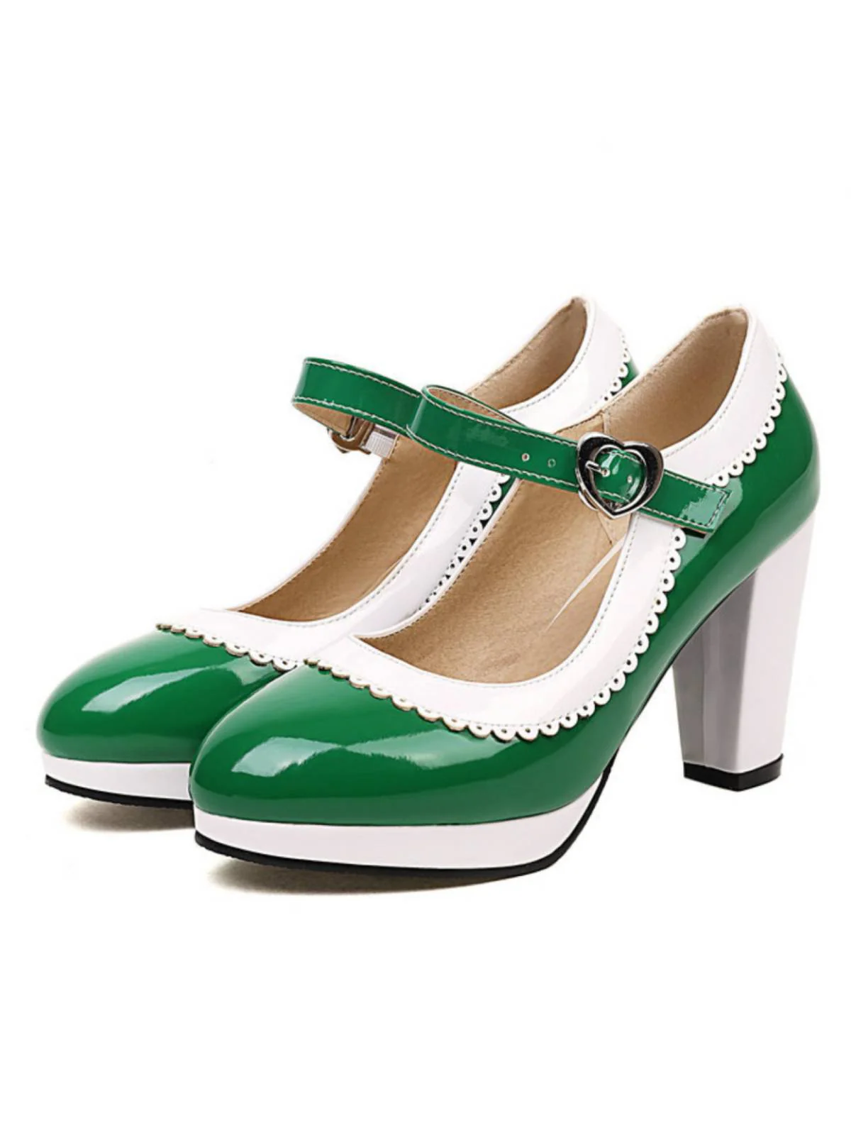 Chaussures Mary Jane à talons épais et coutures en dentelle - Image 3