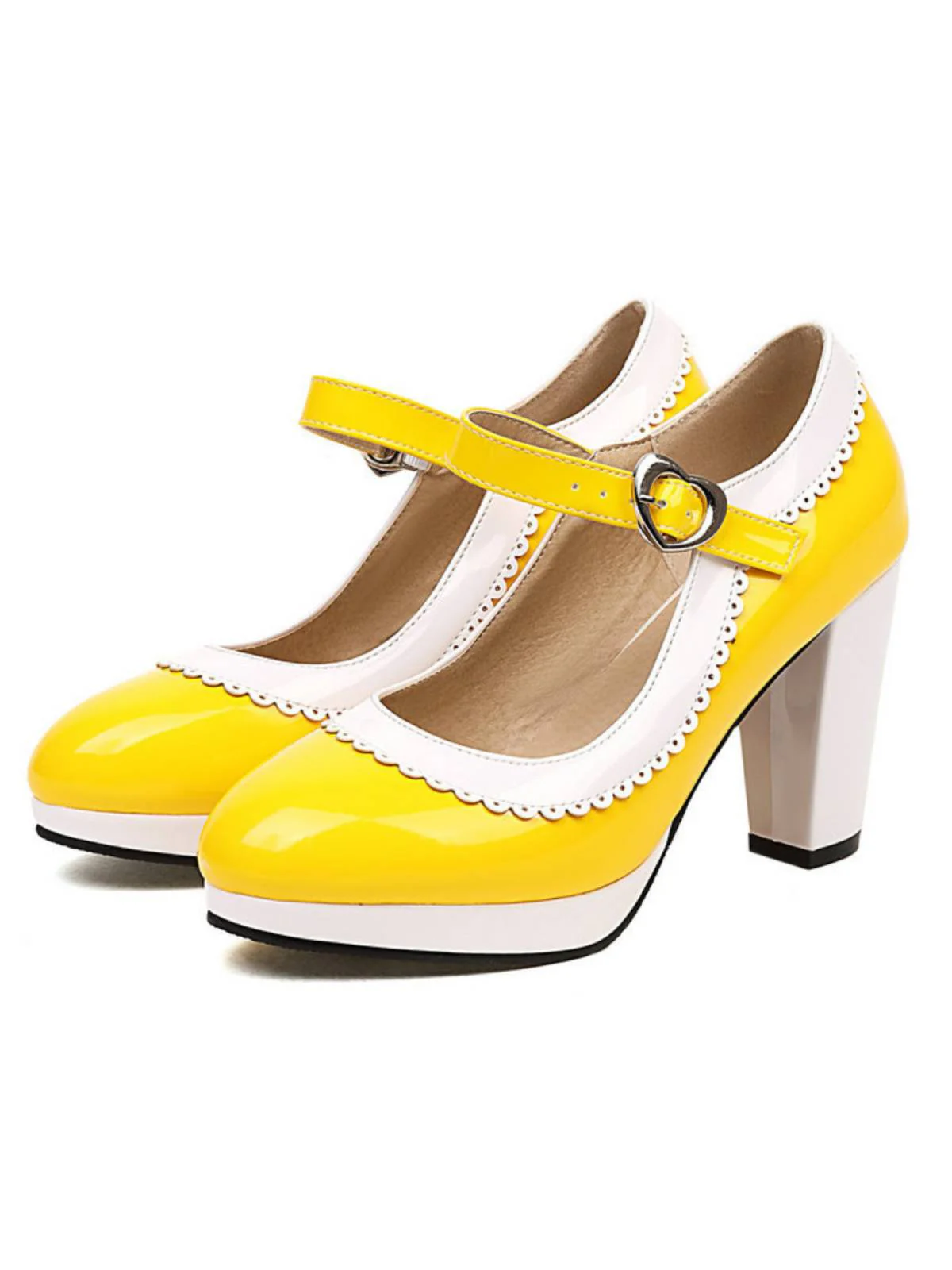 Chaussures Mary Jane à talons épais et coutures en dentelle - Image 5