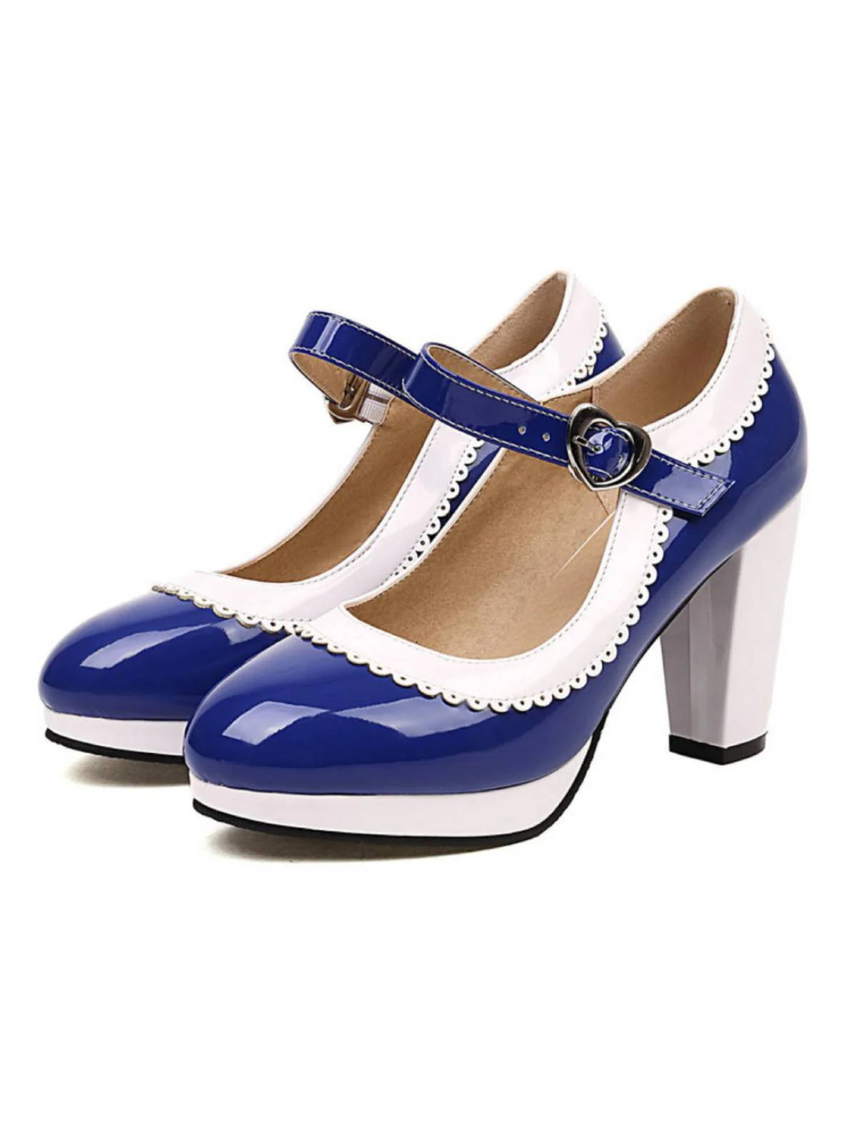 Chaussures Mary Jane à talons épais et coutures en dentelle - Image 8
