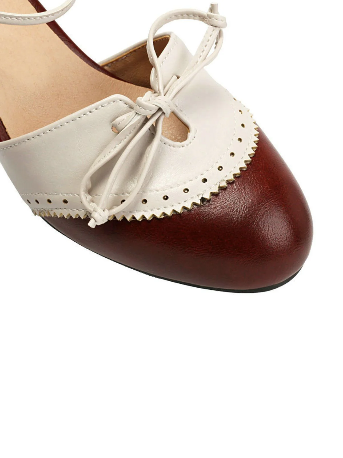 Chaussures Mary Jane Bicolores à Nœud et Talon Bloc - Image 4