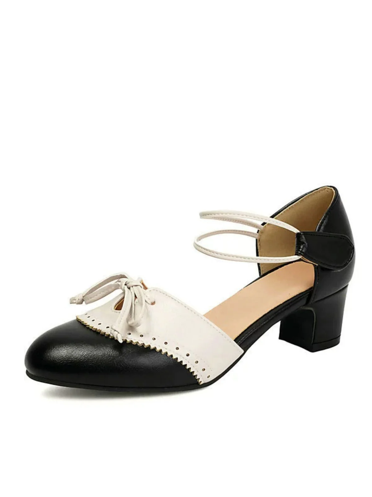 Chaussures Mary Jane Bicolores à Nœud et Talon Bloc - Image 7