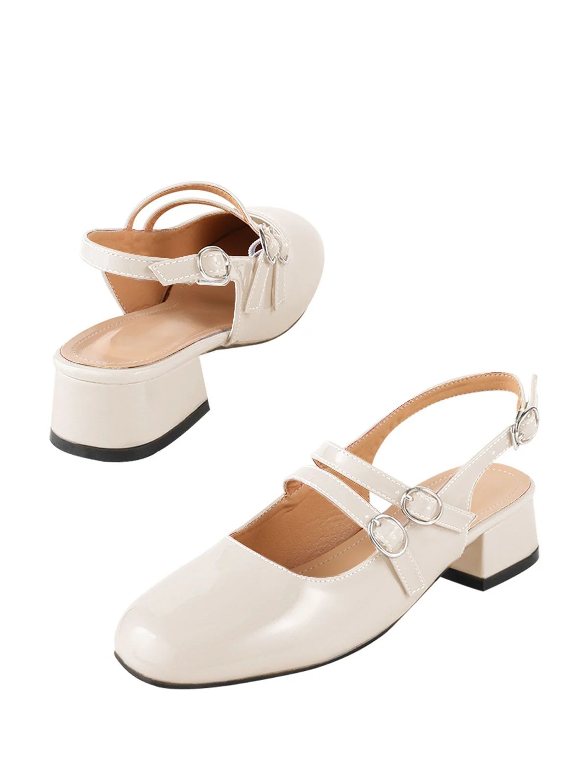 Chaussures Mary Janes Vintage Sangles doubles Solides - Image 2